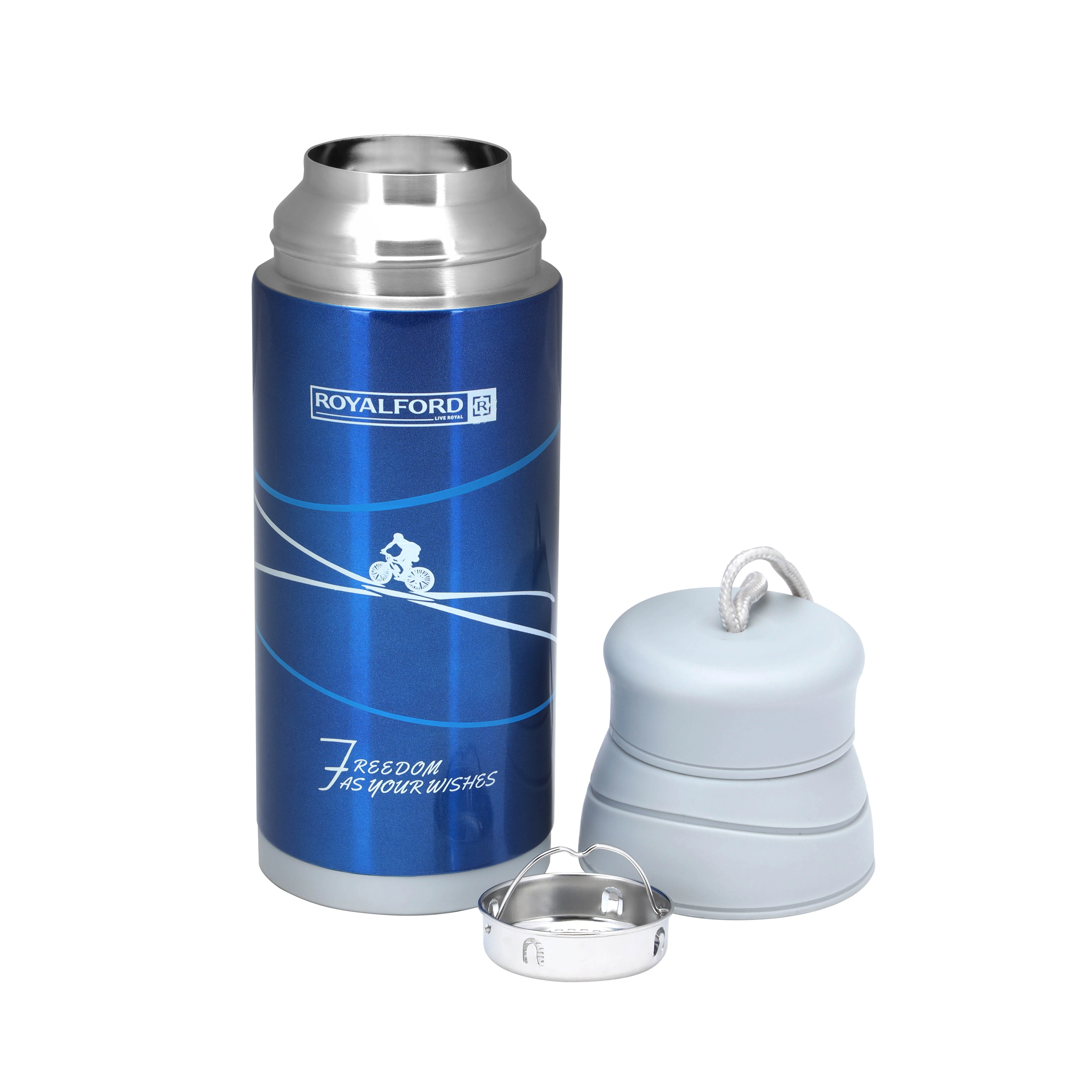 Royalford RF6607 320ml Stainless Steel Vacuum Bottle | 304 Inner| Double Wall Insulated Hot & Cold Flask | Leak Resistant Travel Bottle with Strap for Office & School Use - Image 3