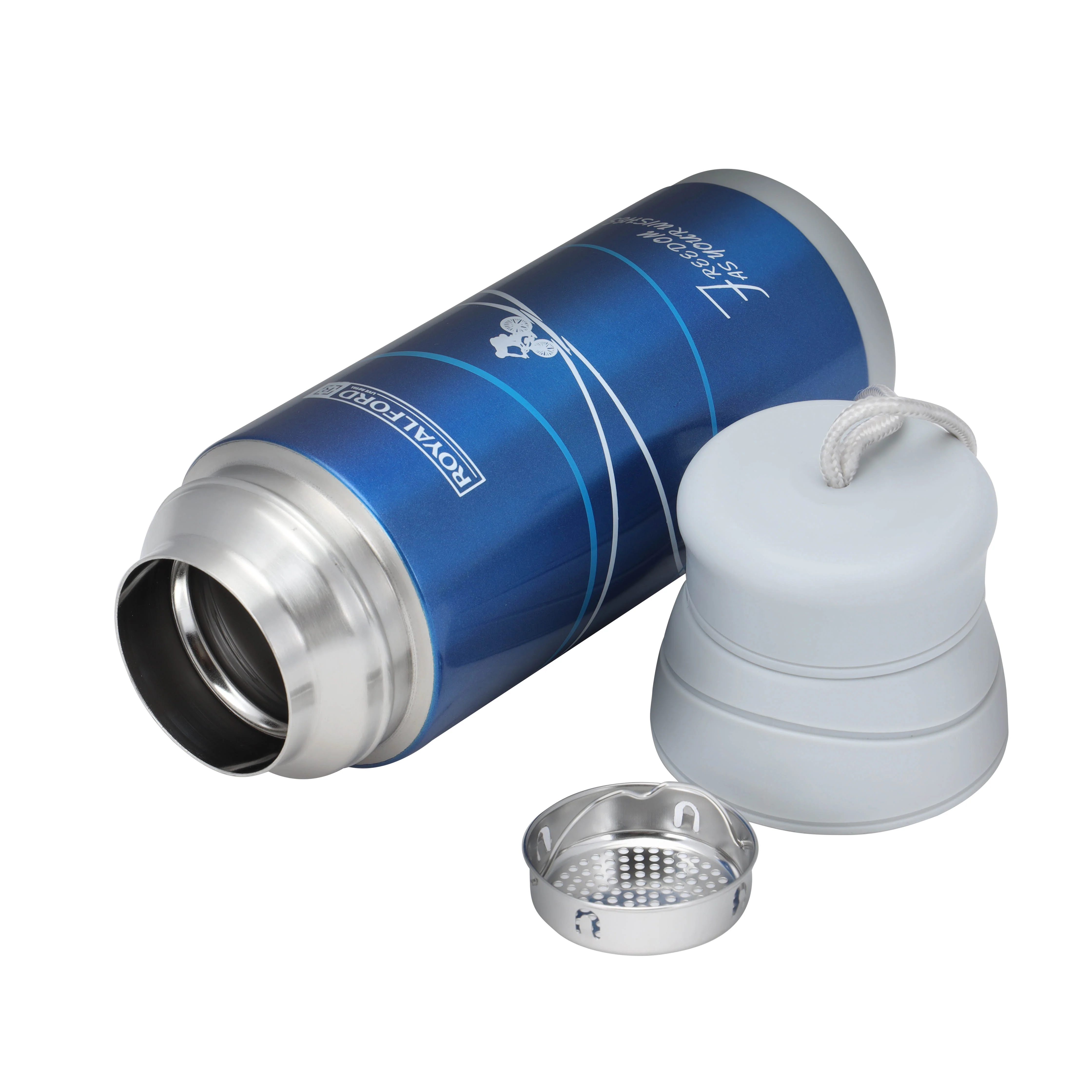 Royalford RF6607 320ml Stainless Steel Vacuum Bottle | 304 Inner| Double Wall Insulated Hot & Cold Flask | Leak Resistant Travel Bottle with Strap for Office & School Use - Image 4