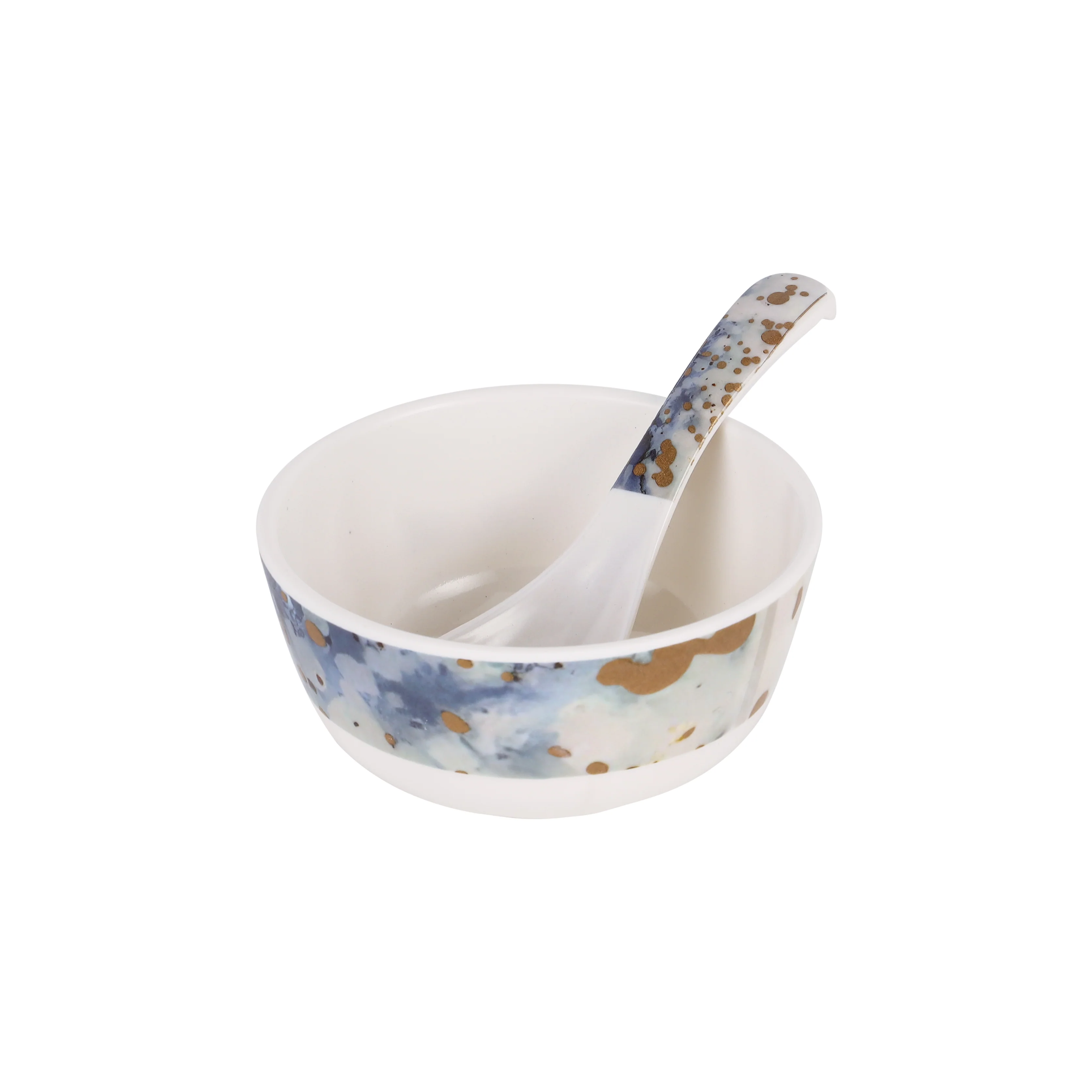 Royalford RF6718 45-Piece Melamine Dinner Set | Elegant Blue & Gold Design | Chip-Resistant | Lightweight Dinnerware| Food Grade Premium Tableware for Home Dining - Image 5