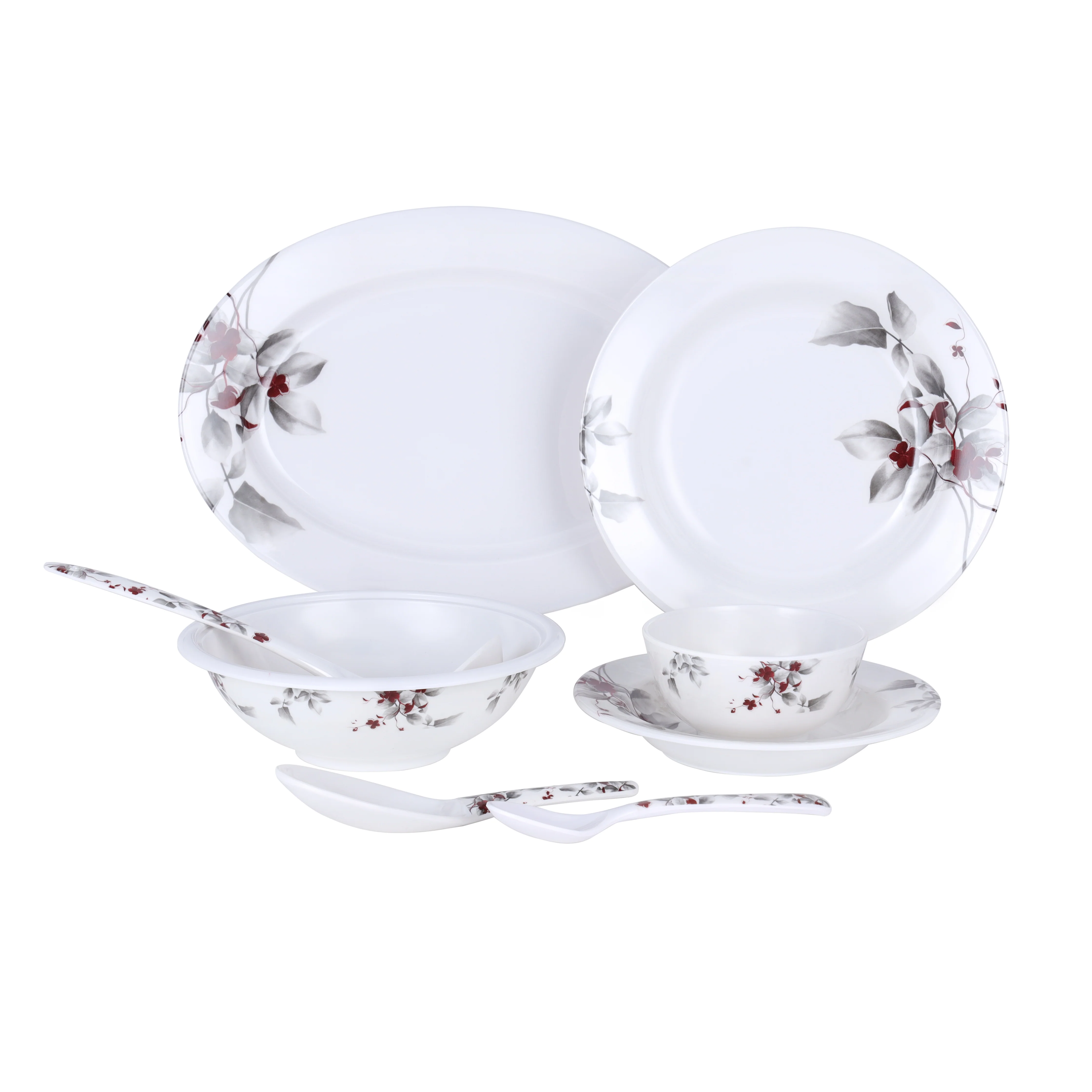 Royalford RF6719 45-Piece Melamine Dinner Set | Floral Design | Lightweight Chip-Resistant Dinnerware for Everyday Family Dining, Parties and Special Occasions - Image 2