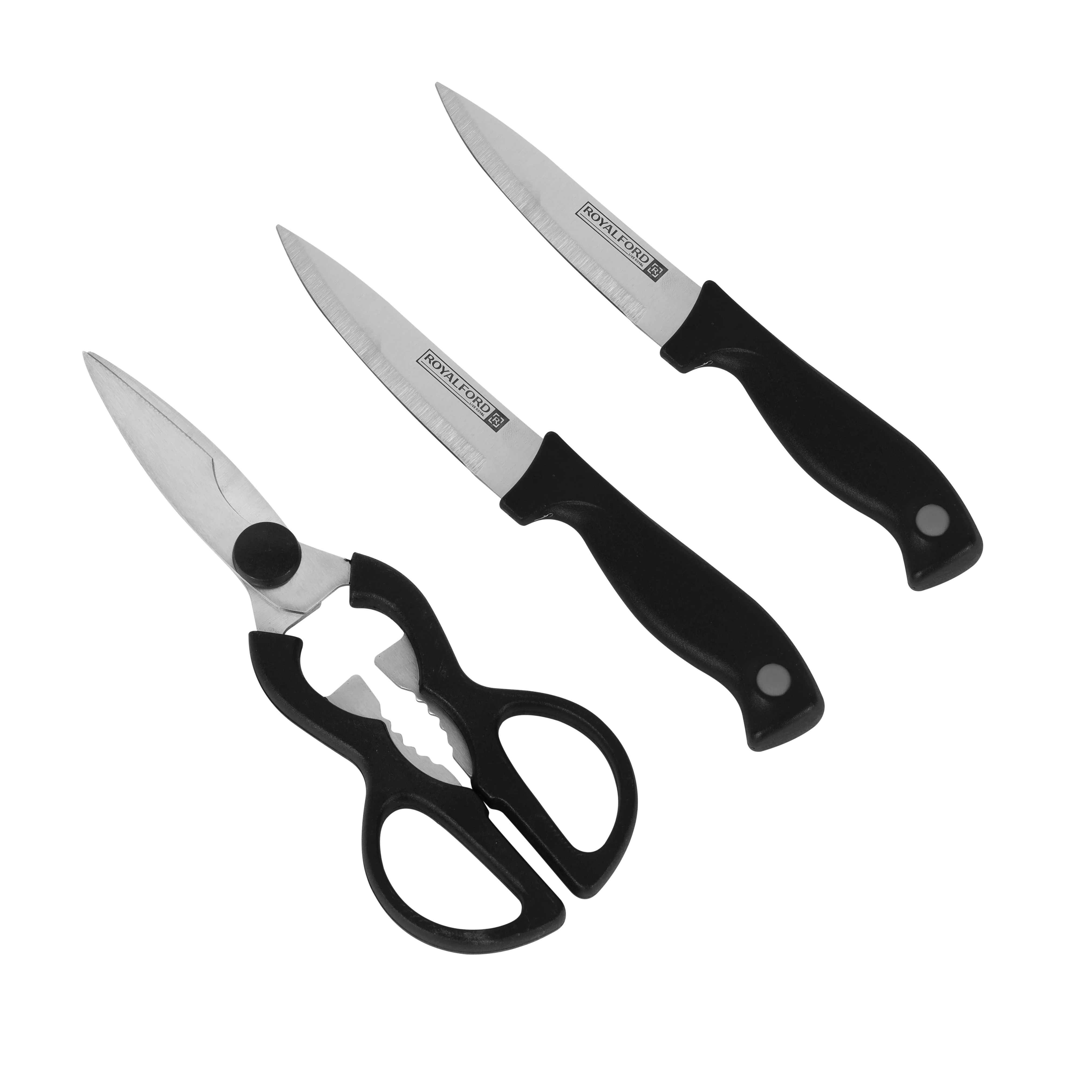 Royalford RF6968 Kitchen Gadget Set | 4PCS Stainless Steel Knife Set with Kitchen Scissors and Cutting Board | Multipurpose Kitchen Tools for Cutting, Chopping & Slicing - Image 3