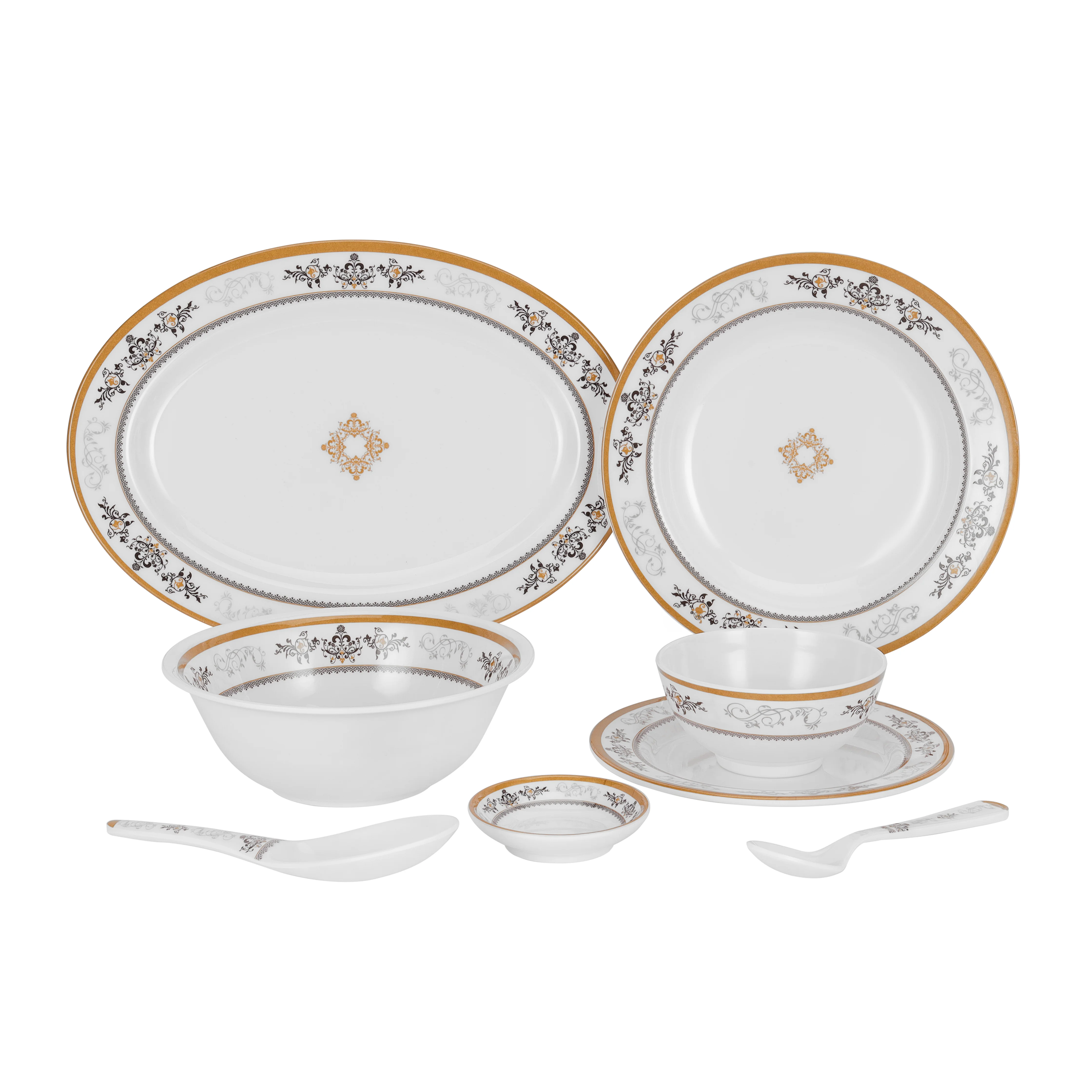 Royalford RF6971 35-Piece Melamine Dinner Set |  Break Resistant |  Dishwasher Safe |  Elegant Dinnerware Set for Everyday Dining, Family Meals & Special Occasions - Image 2