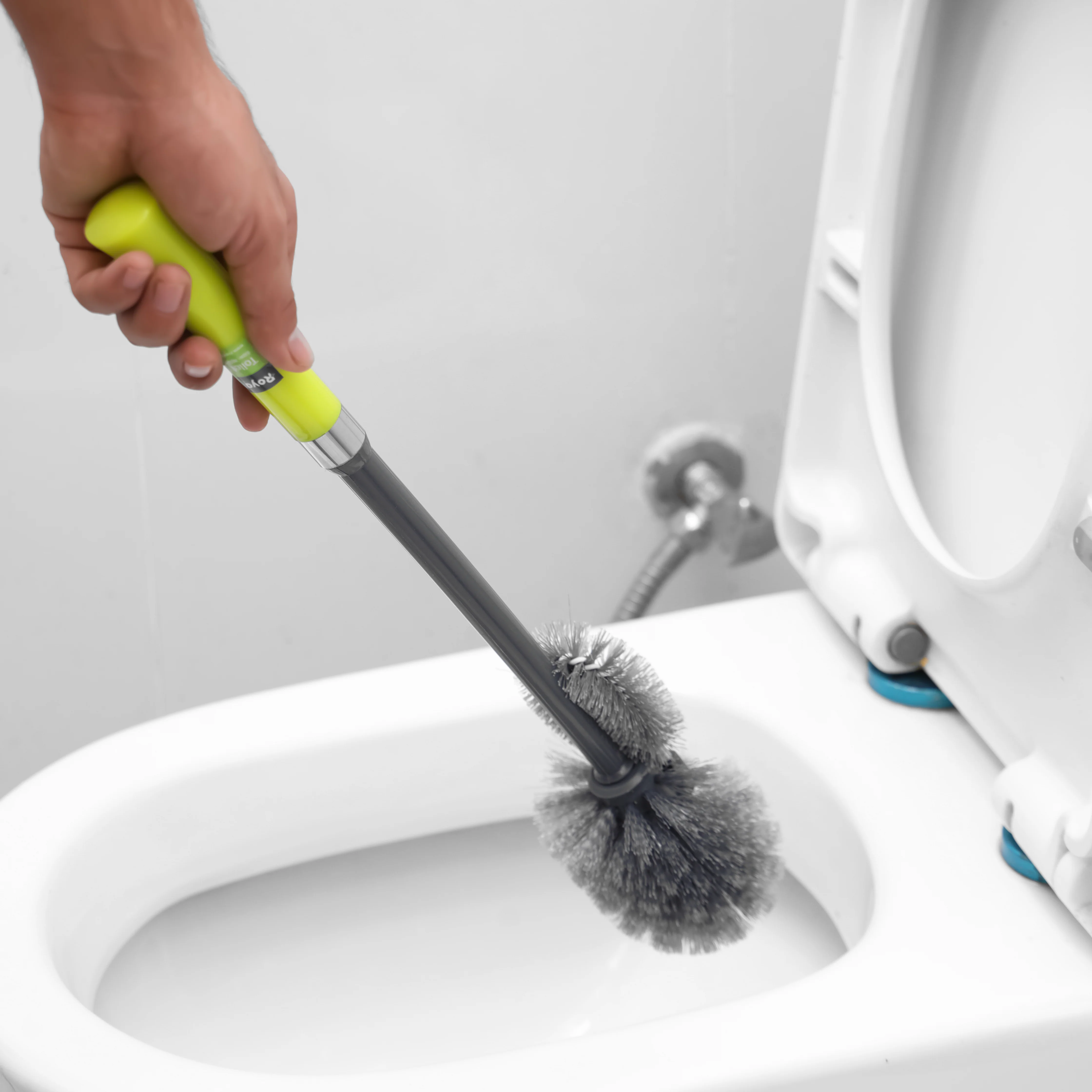 Royalford RF6998GR toilet brush | dual head design, long handle and ergonomic grip| flexible bristles, scratch-free, durable PP+PET, ideal for all toilet types| - Image 2