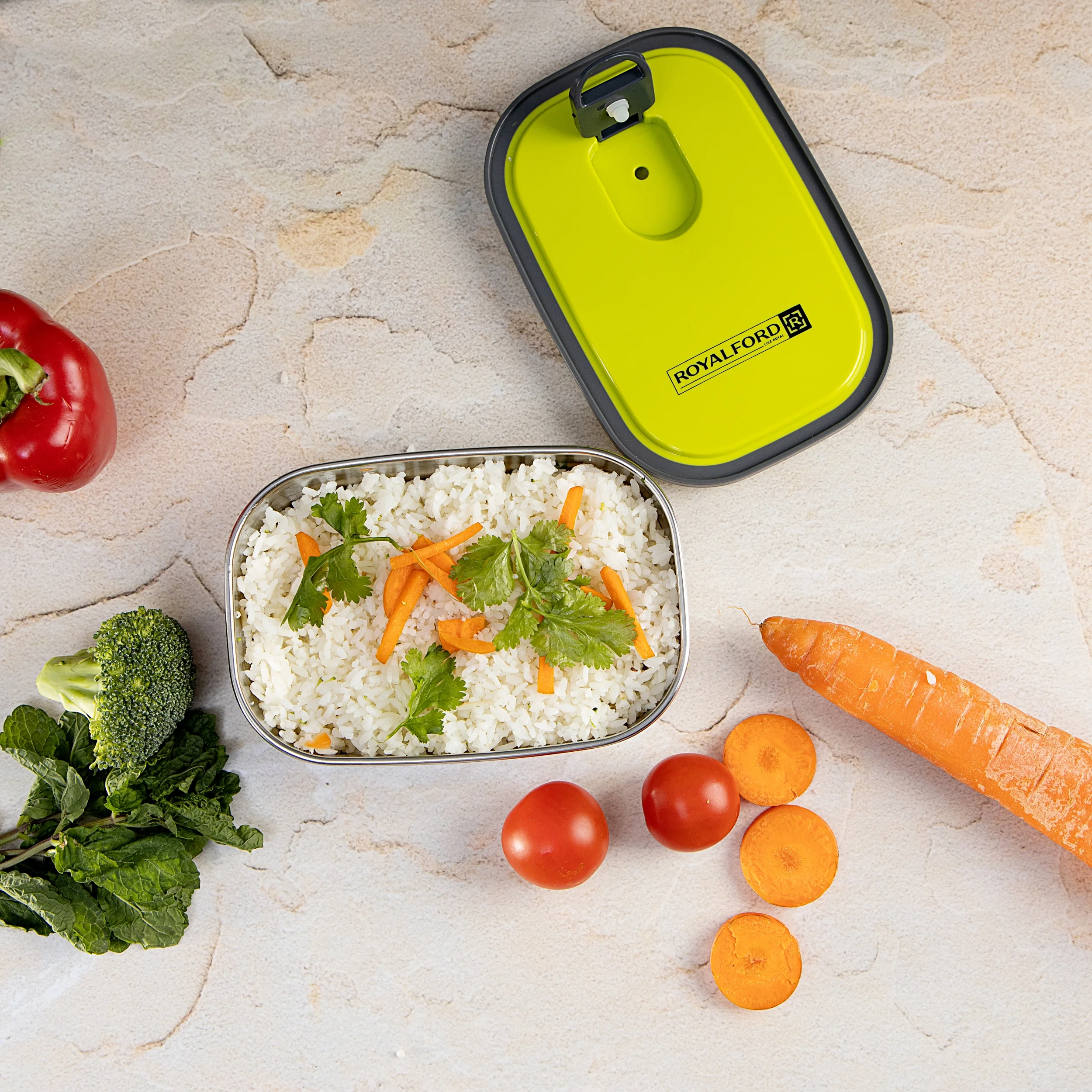 Royalford RF7013 Rectangle Stainless Steel Food Container 350ml| BPA-free storage box with durable build| hygienic design, leak-resistant lid, and compact size| - Image 2