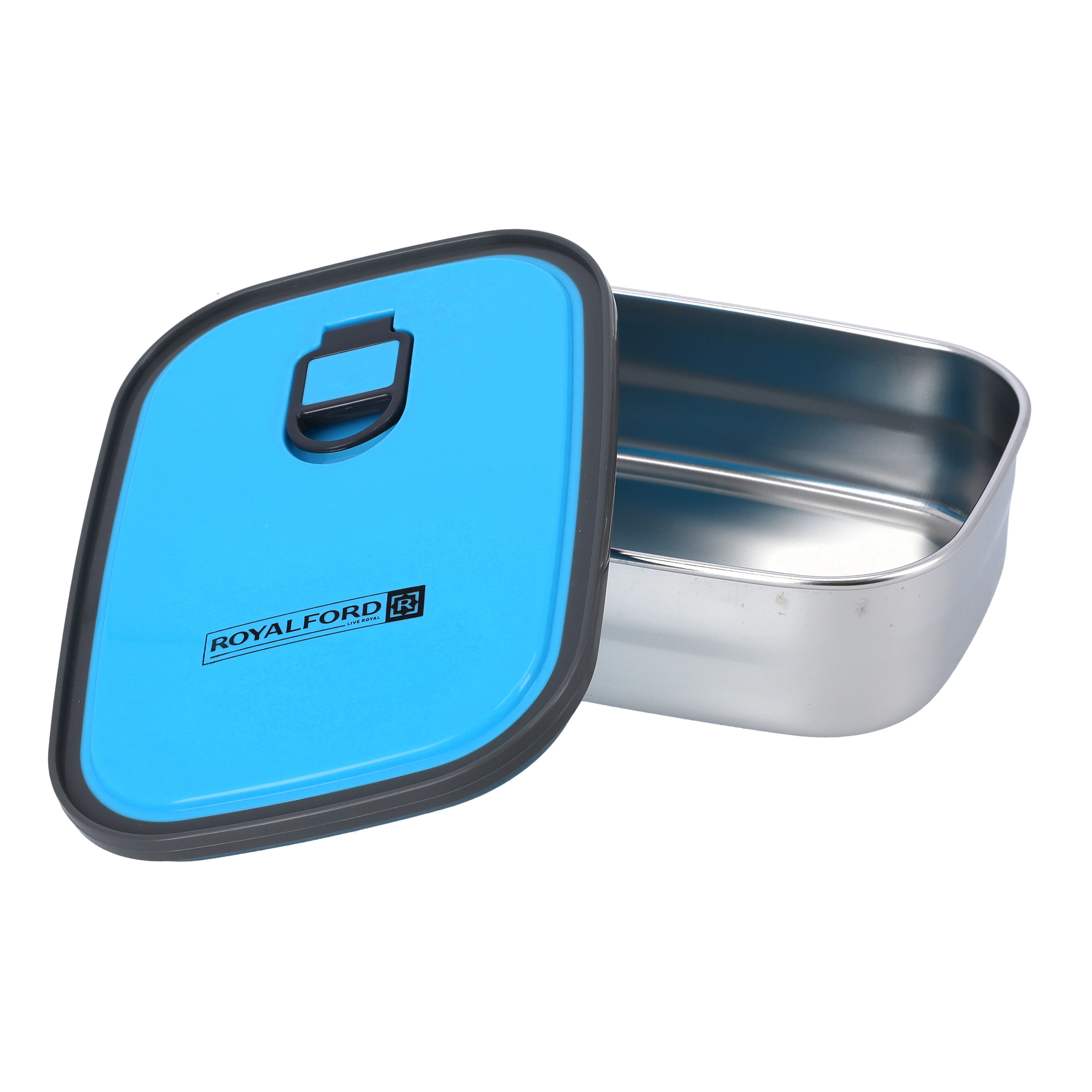 Royalford RF7014BL 680ML Stainless Steel Rectangle Food Container | Leakproof Airtight Lid|  BPA Free Food Storage Lunch Box with Sealing Ring for Office, School, Travel - Image 2