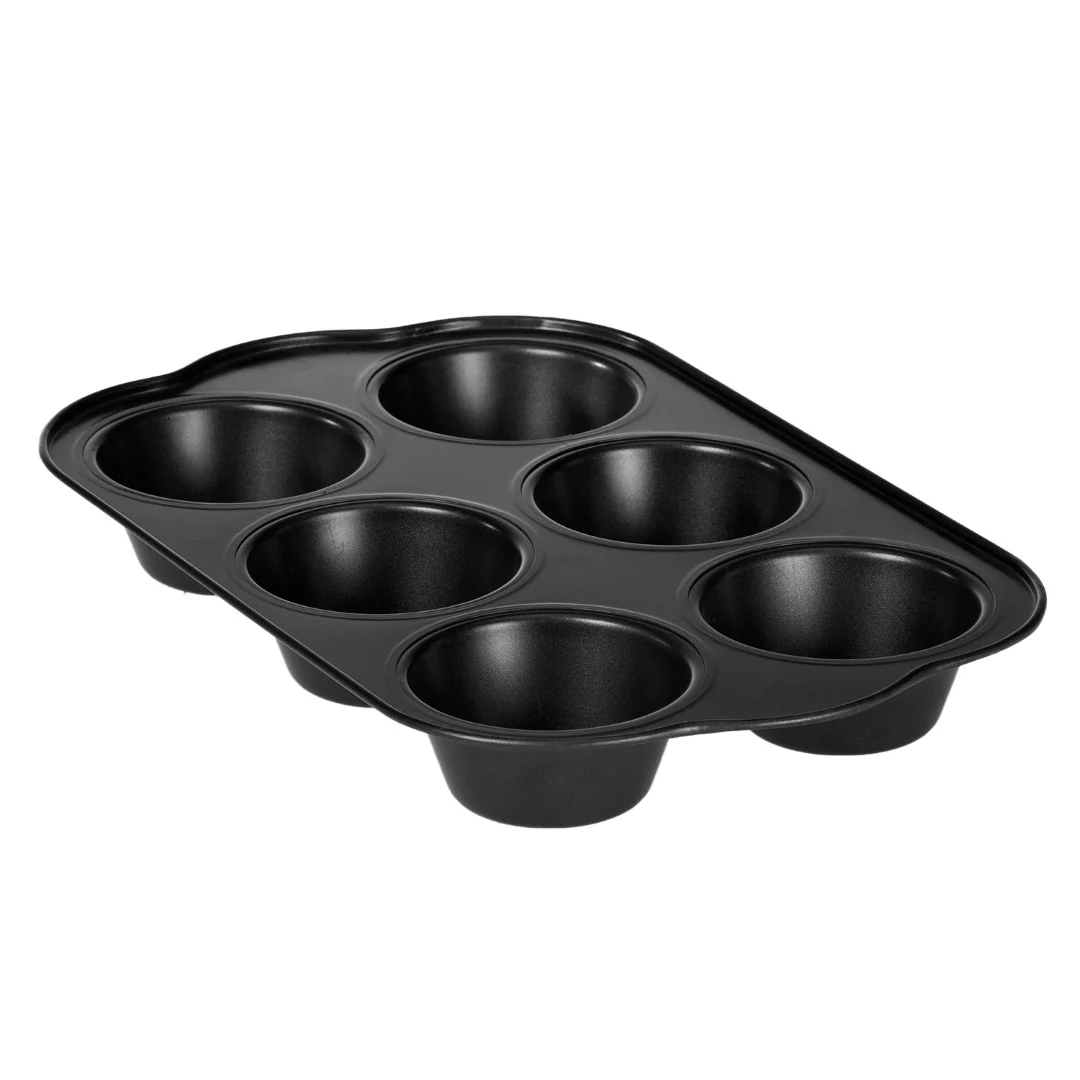 Royalford RF7043 6 Cup Jumbo Muffin Pan | Non-Stick Carbon Steel Baking Tray | Heavy-Duty Durable Cupcake & Muffin Mold | Even Heat Distribution & Easy Release Coating