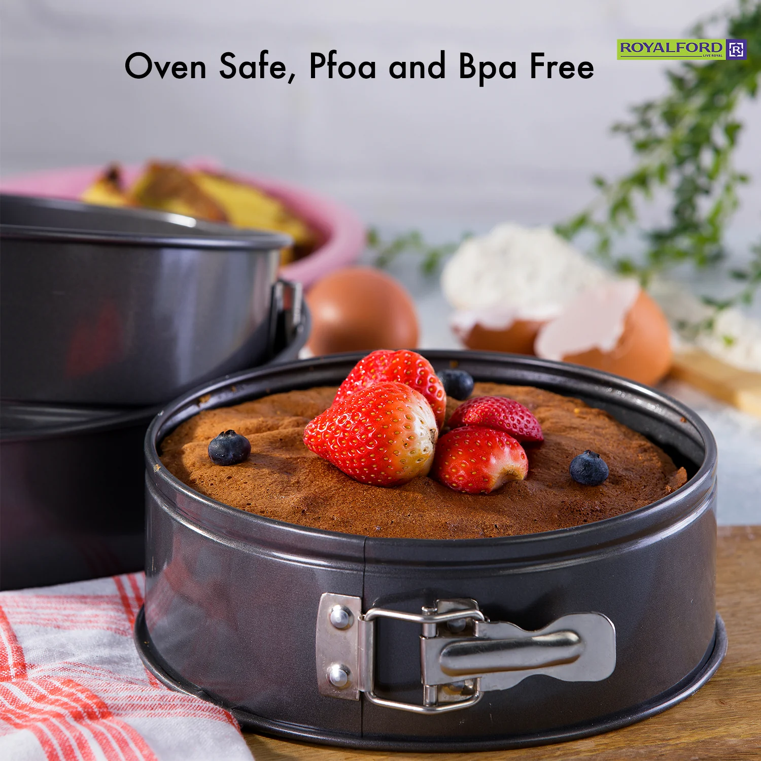 Royalford RF7046 3PCS Spring Form Set | Non-Stick| Oven Safe Bakeware | Round, Heart & Mini Cake Moulds for Perfect Cheesecakes, Baking & Easy Release Durable Design - Image 5