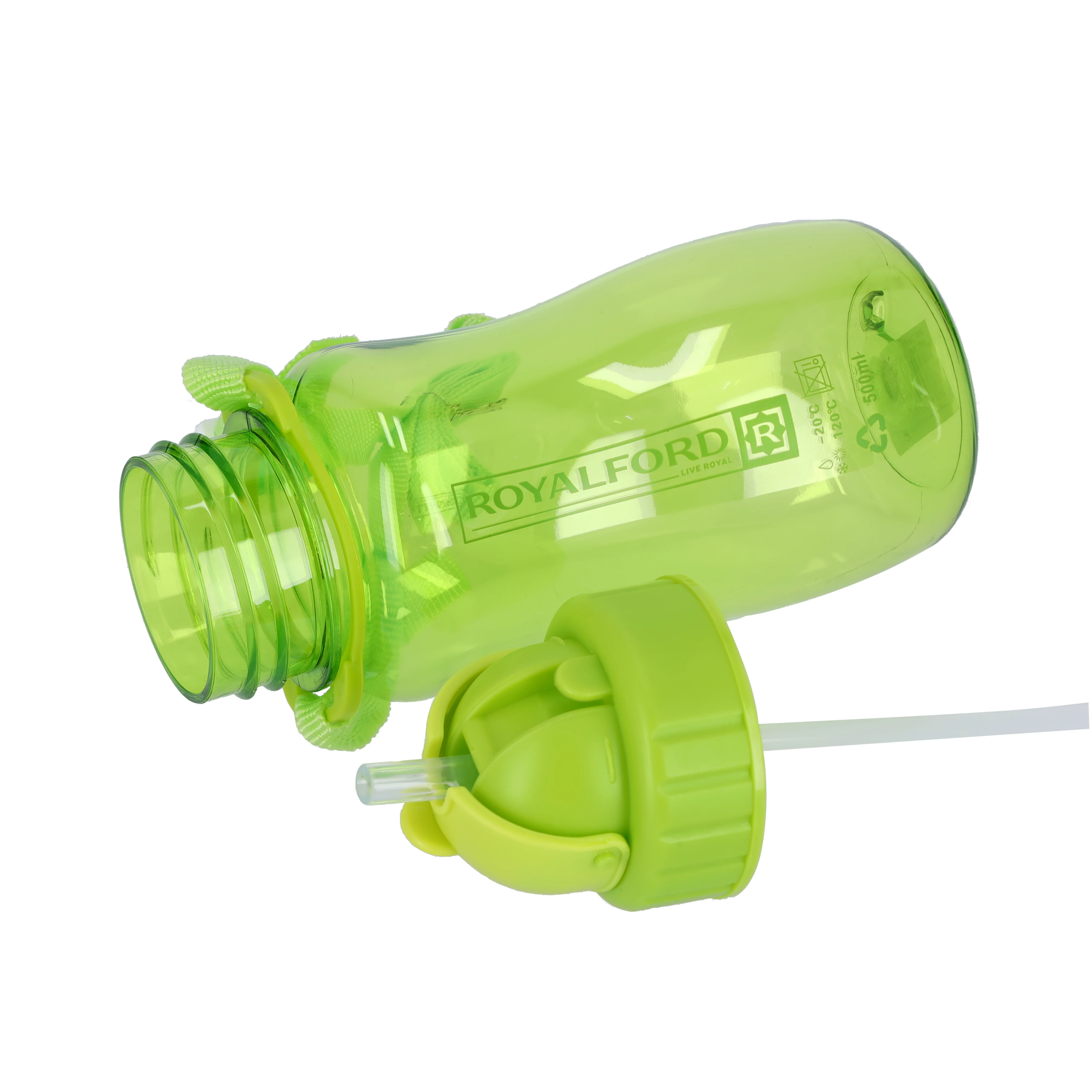 Royalford RF7581 500ml BPA-Free Water Bottle | Lightweight Leak-Proof Polymer Drinking Bottle with Carry Strap for School, Travel and Kids Daily Hydration Use - Image 2