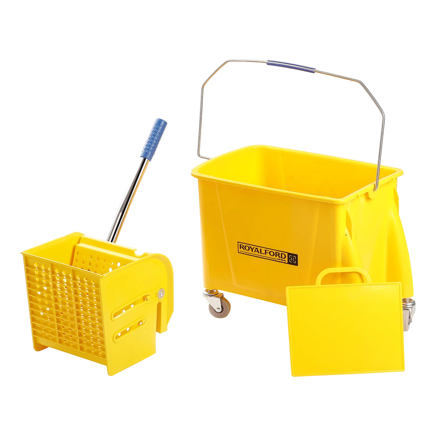 Royalford RF7722 Bucket Mop Wrangler with Wheels | Heavy-Duty Mop Wringer Bucket | Comfortable Handle | Large Wringing Area | Smooth Surface & Non-Marking Quiet Casters - Image 3