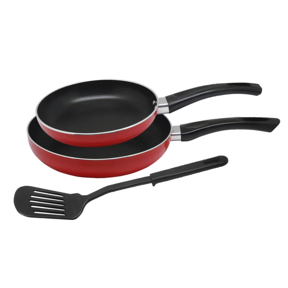 Royalford RF7802 2PCS Non-Stick Frypans Set | Nylon Turner| 18CM & 24CM Aluminium Frying Pans | 2.8MM Thick Body | Multi Cooktop Compatible for Daily Cooking