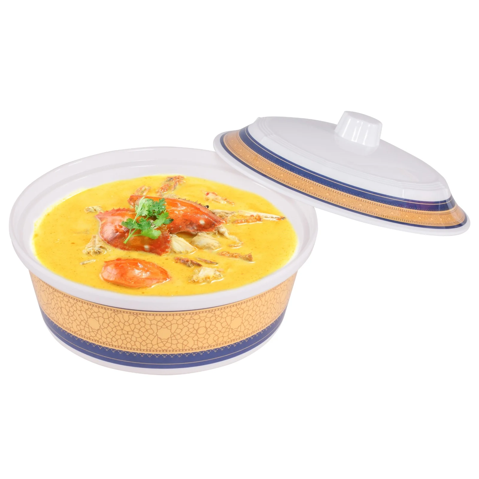 Royalford RF7804 Revolving Serving Tray | Premium Melamine 360 Degree Rotating Dining Tray with Square & Round Bowls with Lids | Elegant Table Serving Home & Party Use - Image 3
