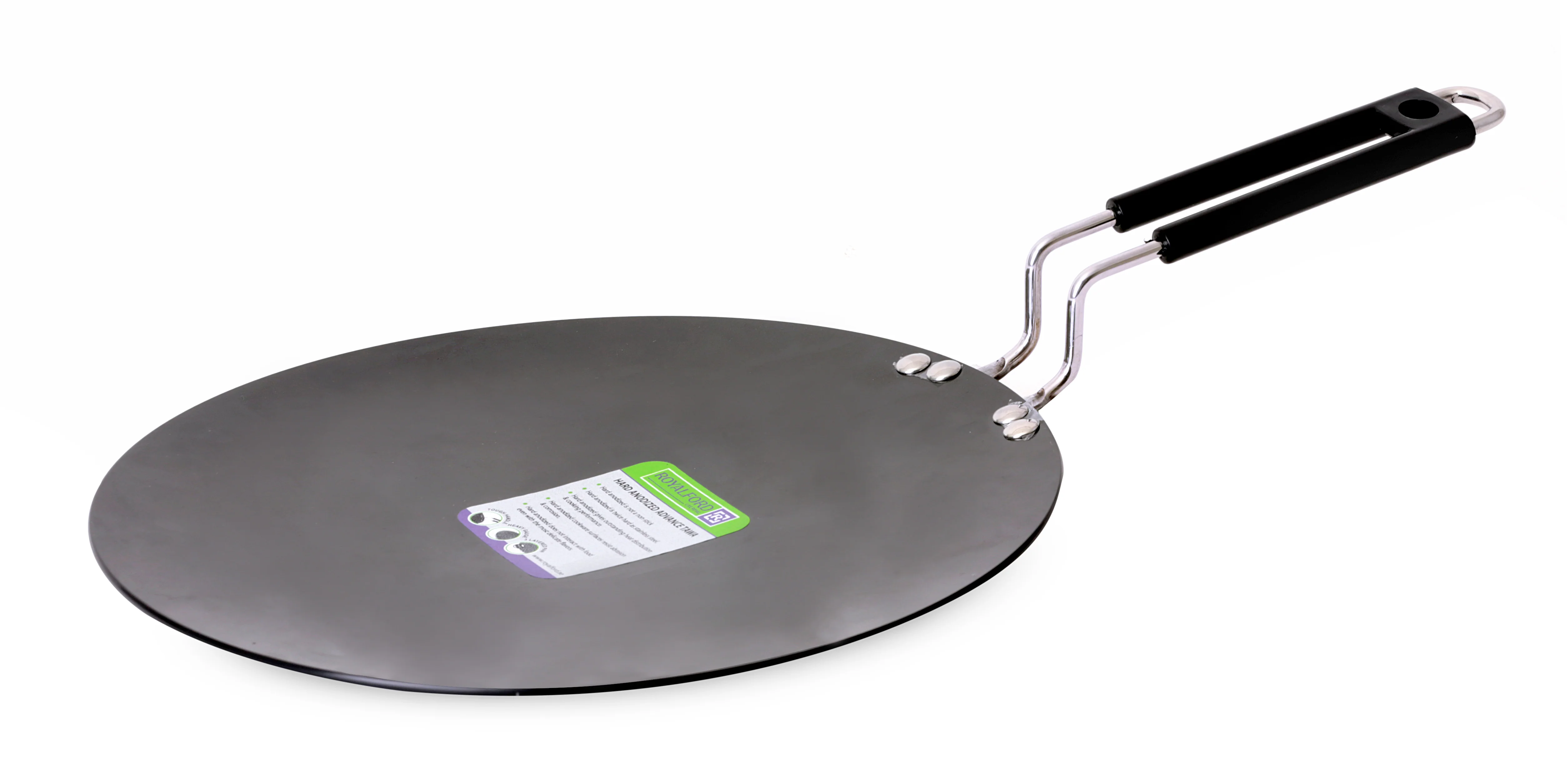 Royalford RF7905 Flat Tawa | Durable Metal Roti Tawa |  Heat Resistant Handle for safe cooking | Suitable for Everyday Cooking | Perfect for Roti, Dosa,  Pancake Etc - Image 2