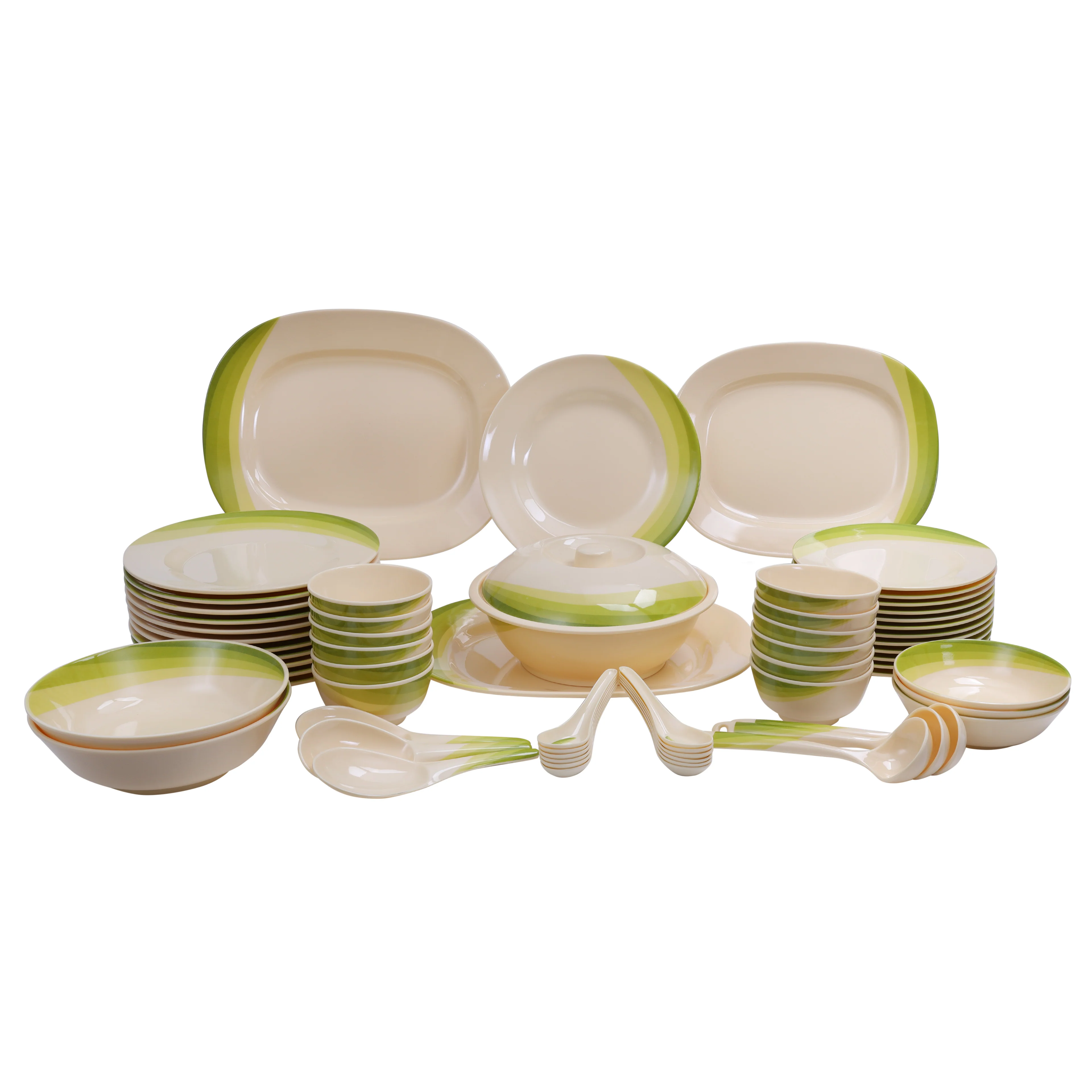 Royalford RF8101- 64-Piece Melamine Dinner Set | Ribble Designed| Break-Resistant & Lightweight Tableware for 12 Persons | Stylish Multi-Color Dining Set for Home