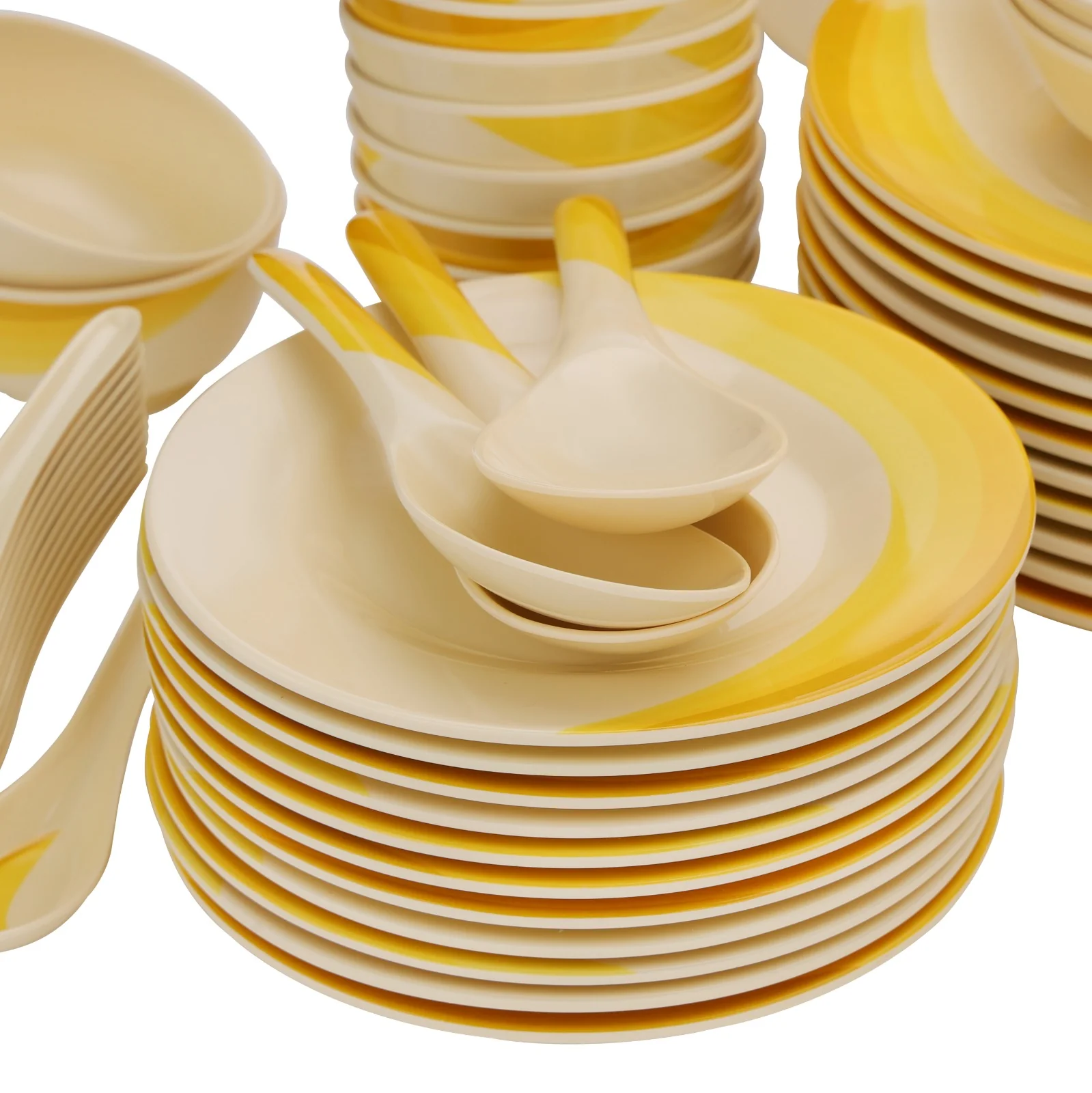 Royalford RF8102 64-Piece Melamine Dinner Set | Ribble Design| Break-Resistant & Lightweight Tableware | Assorted Plates,  Bowls,  Spoons| Perfect for Everyday Dining - Image 5