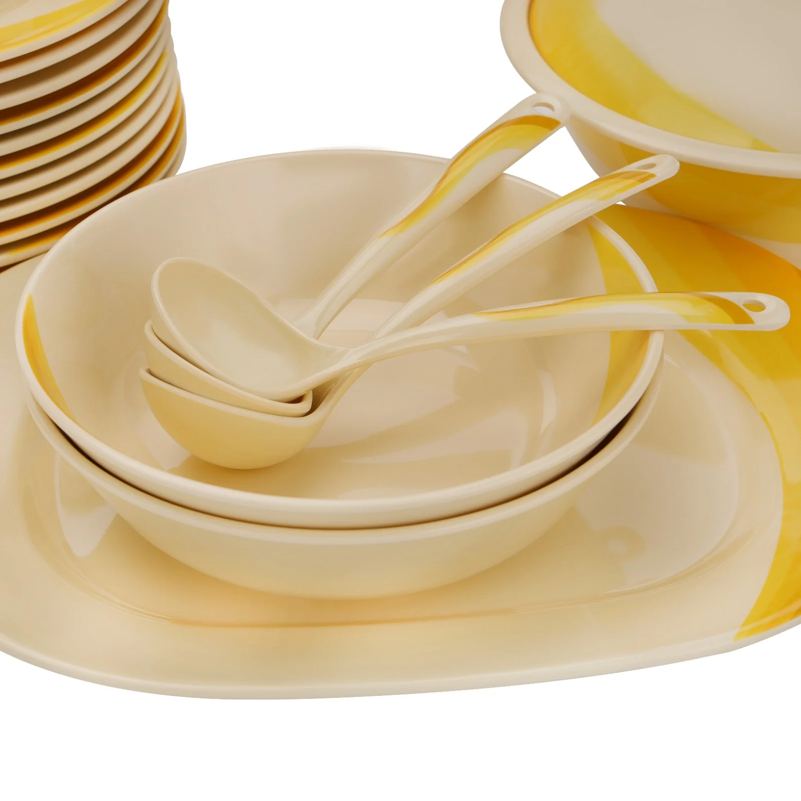 Royalford RF8102 64-Piece Melamine Dinner Set | Ribble Design| Break-Resistant & Lightweight Tableware | Assorted Plates,  Bowls,  Spoons| Perfect for Everyday Dining - Image 6