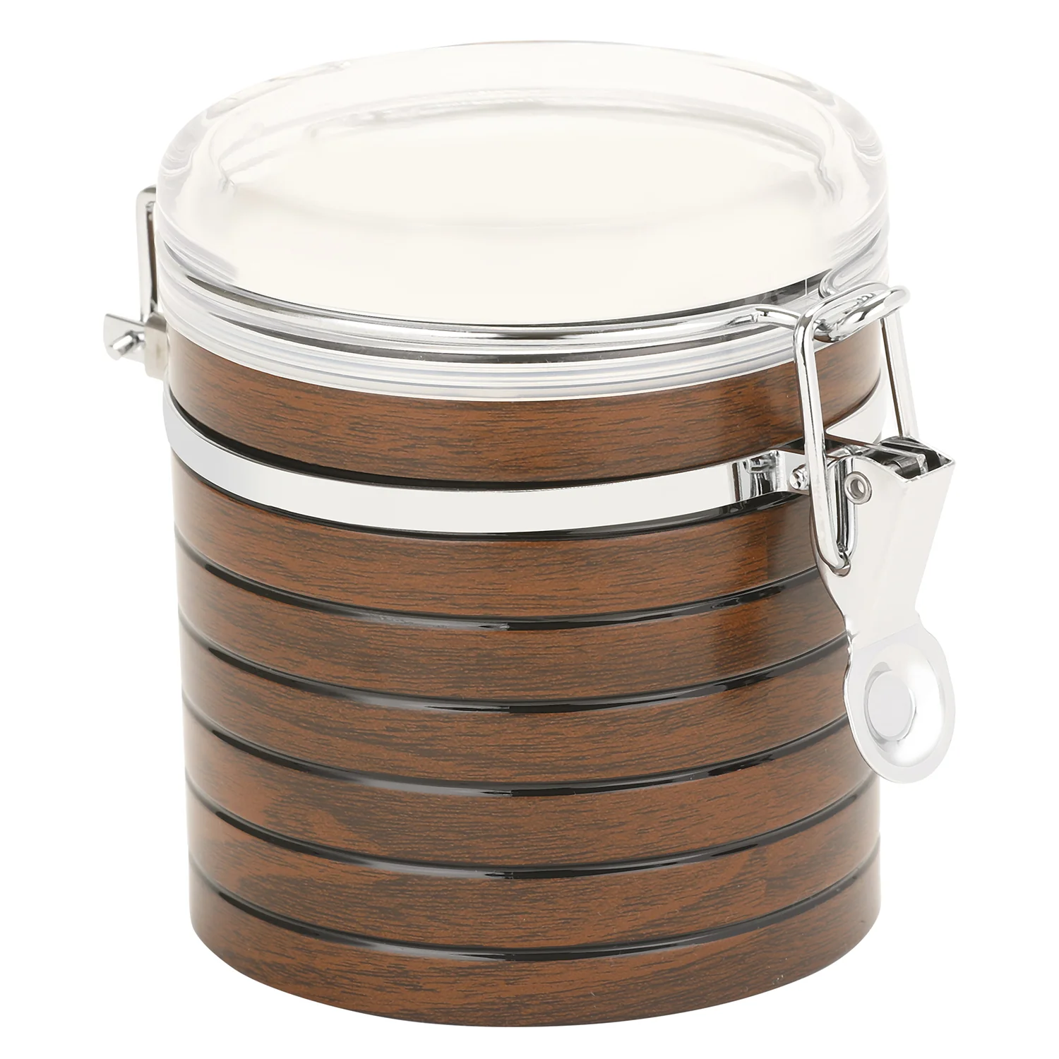 Royalford RF8221 Cherrywood Acrylic Canister 570ML | Airtight Kitchen Storage Jar | Clamp Lock Lid| Durable Acrylic Body| Stylish Wood Finish for Dry Food Storage - Image 3