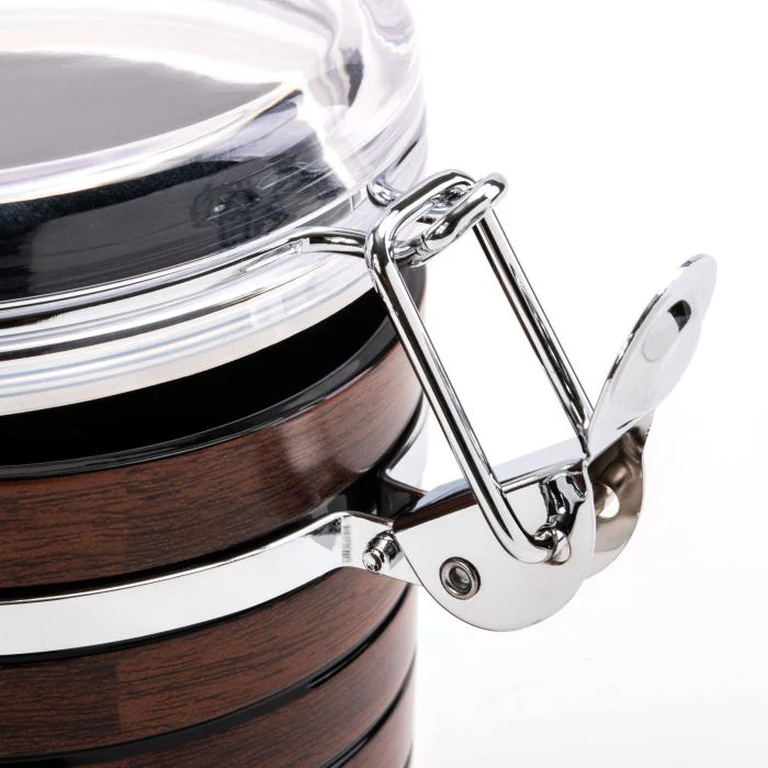 Royalford RF8221 Cherrywood Acrylic Canister 570ML | Airtight Kitchen Storage Jar | Clamp Lock Lid| Durable Acrylic Body| Stylish Wood Finish for Dry Food Storage - Image 6