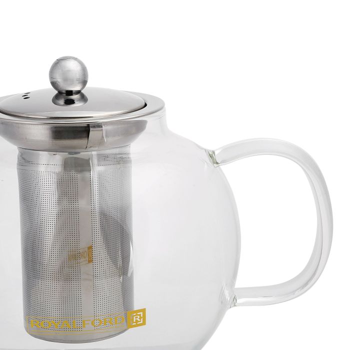 Royalford RF8266 Tempered Glass Tea Pot | Stainless Steel Strainer | 1200ml 40oz | Heat Resistant Transparent Teapot for Tea Herbal Infusions Home and Office Use - Image 4