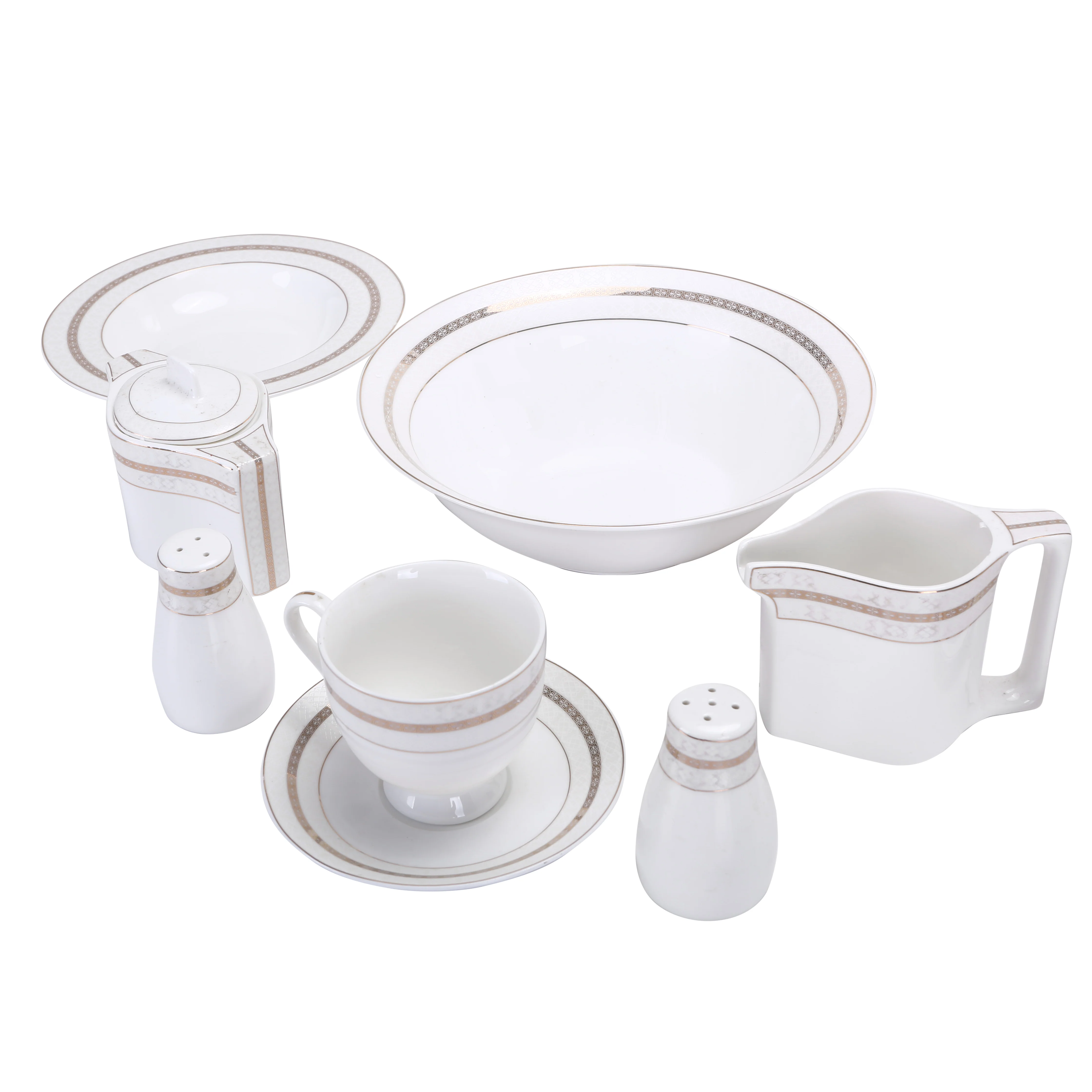 Royalford RF8396 Premium New Bone China 47-Piece Elegant Dinner Set|  Chip-Resistant Build| Gold Rim Design| Luxury Dining Collection for Everyday Meals & Parties - Image 3