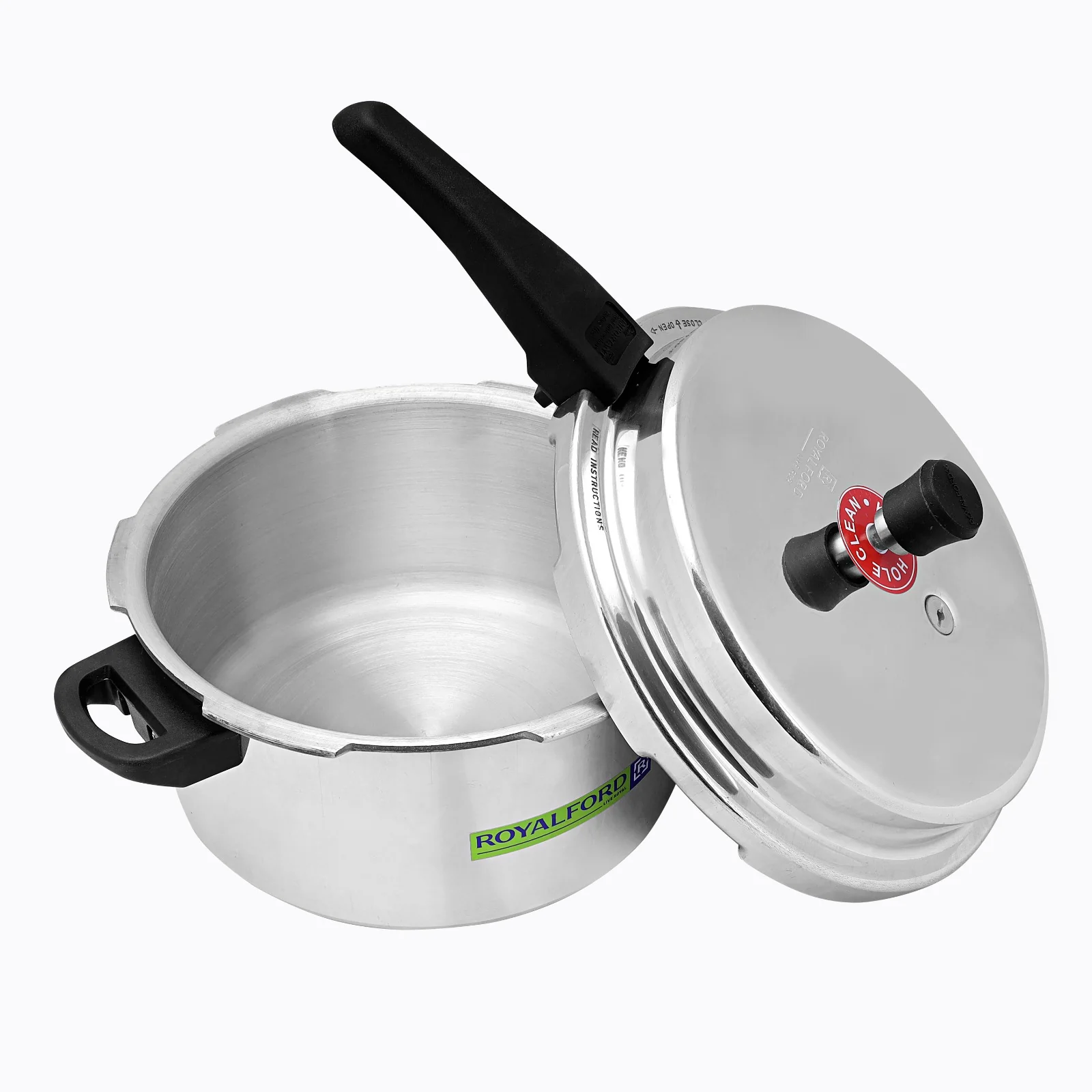 Royalford RF8428  Aluminium Pressure Cooker Combo 5L + 3L |  Non-Induction Base for Gas, Electric, Ceramic & Halogen Cooktops |   Durable Aluminium Construction - Image 5