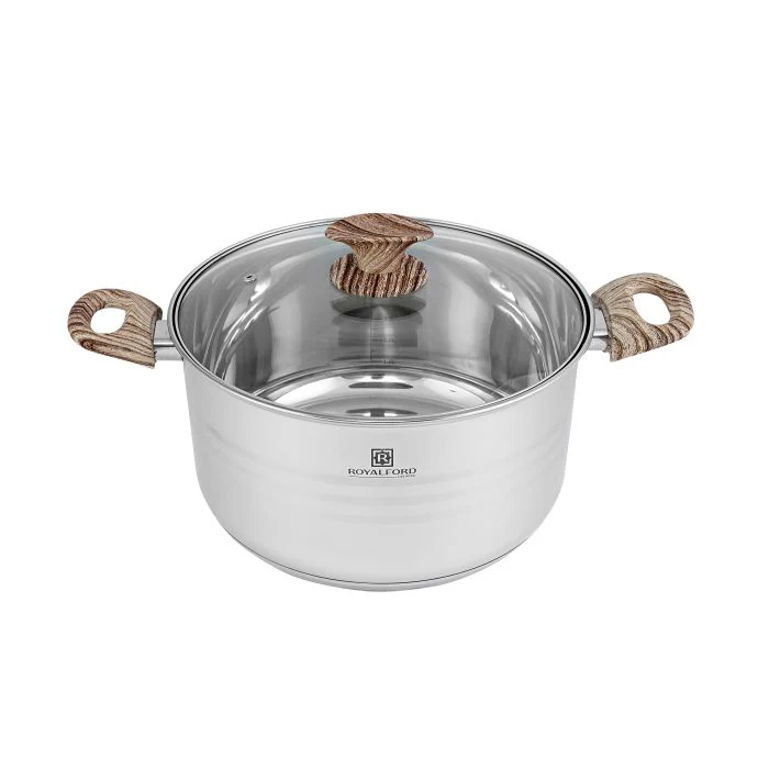 Royalford RF8552 32cm Stainless Steel Casserole with Glass Lid - Durable, High-Quality steel Construction | Non-Stick Dish for Gas, Induction & Ceramic Hobs | Tempered Glass Lid - Image 3