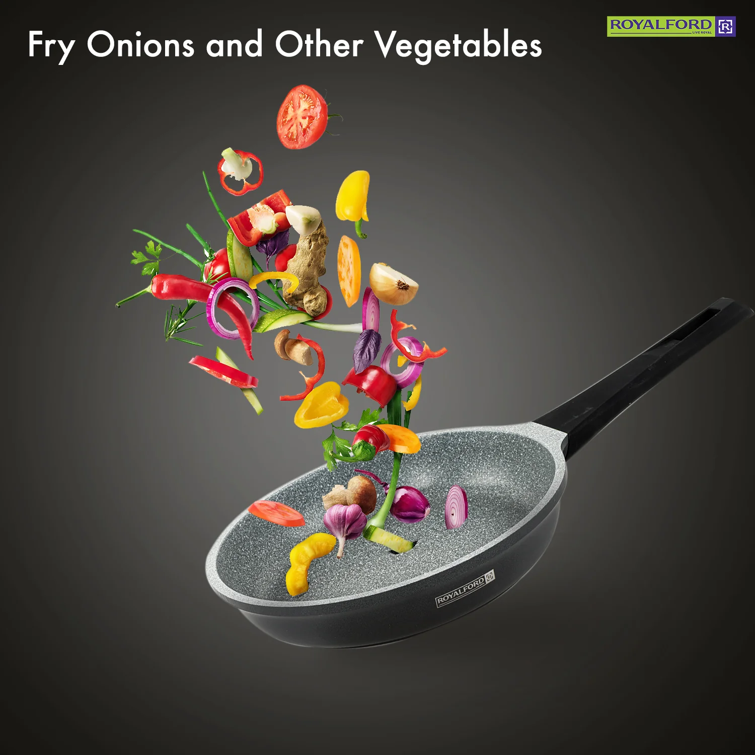 Royalford RF8593 20CM Die Cast Aluminium Fry Pan | Marble Non-Stick Coating | Induction Compatible Bottom | Soft Touch Bakelite Handle | Durable & Dishwasher Safe Pan - Image 5
