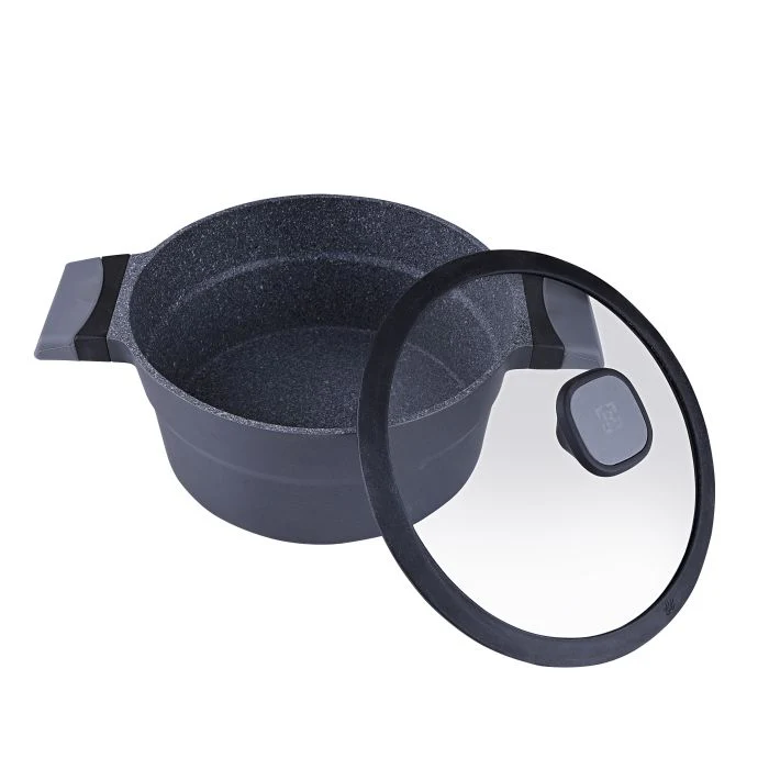 Royalford RF8600 32cm Die Cast Aluminium Casserole with Glass Lid | Marble Non-Stick Induction Compatible Cooking Pot | Soft Touch Handle | Perfect for Everyday Cooking - Image 3