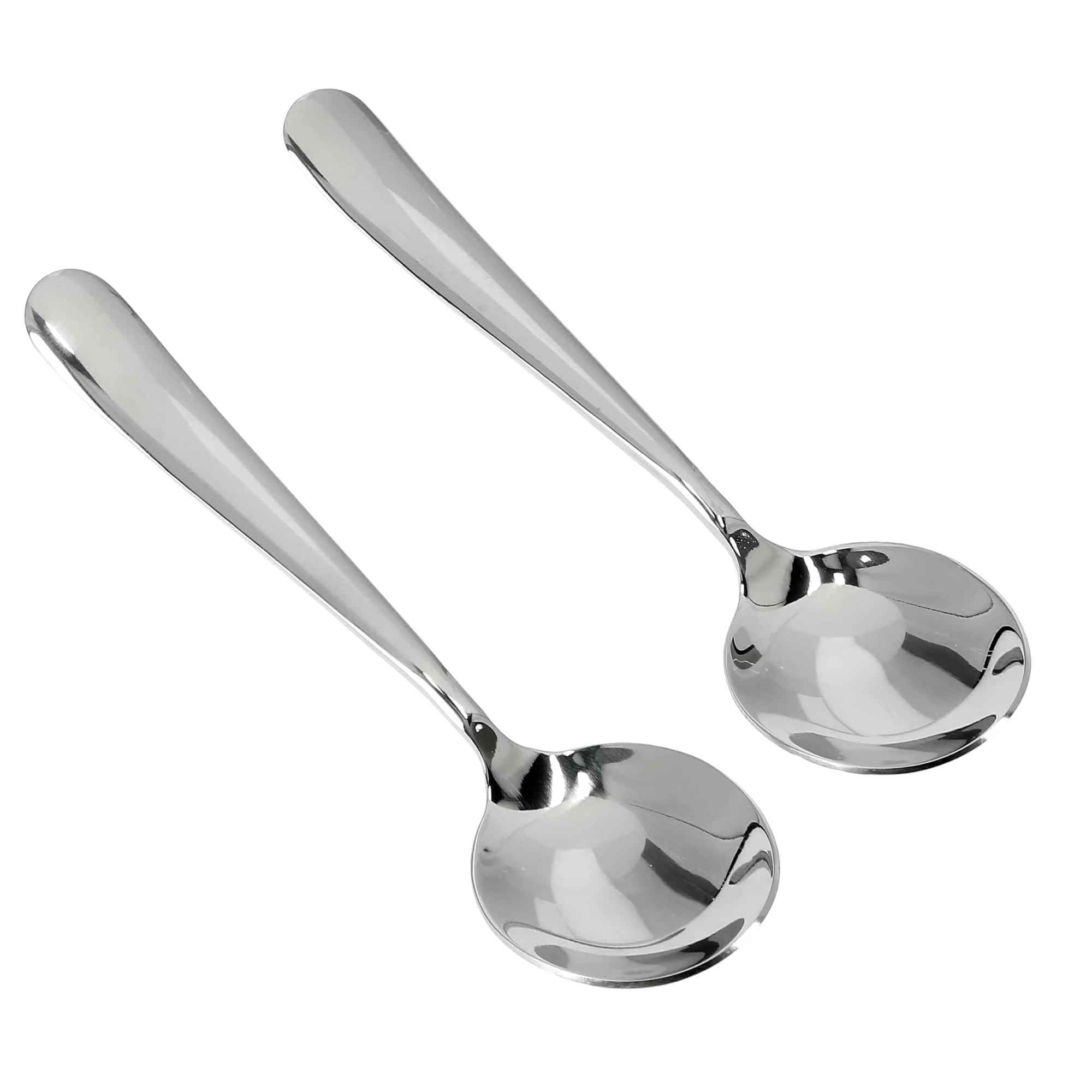 Royalford RF8666 Stainless Steel Soup Spoon Set | 2 Pcs with Mirror Finish| Dishwasher Safe| Ergonomic Handle Design for Home, Hotel, Restaurant, Café & Daily Table Use