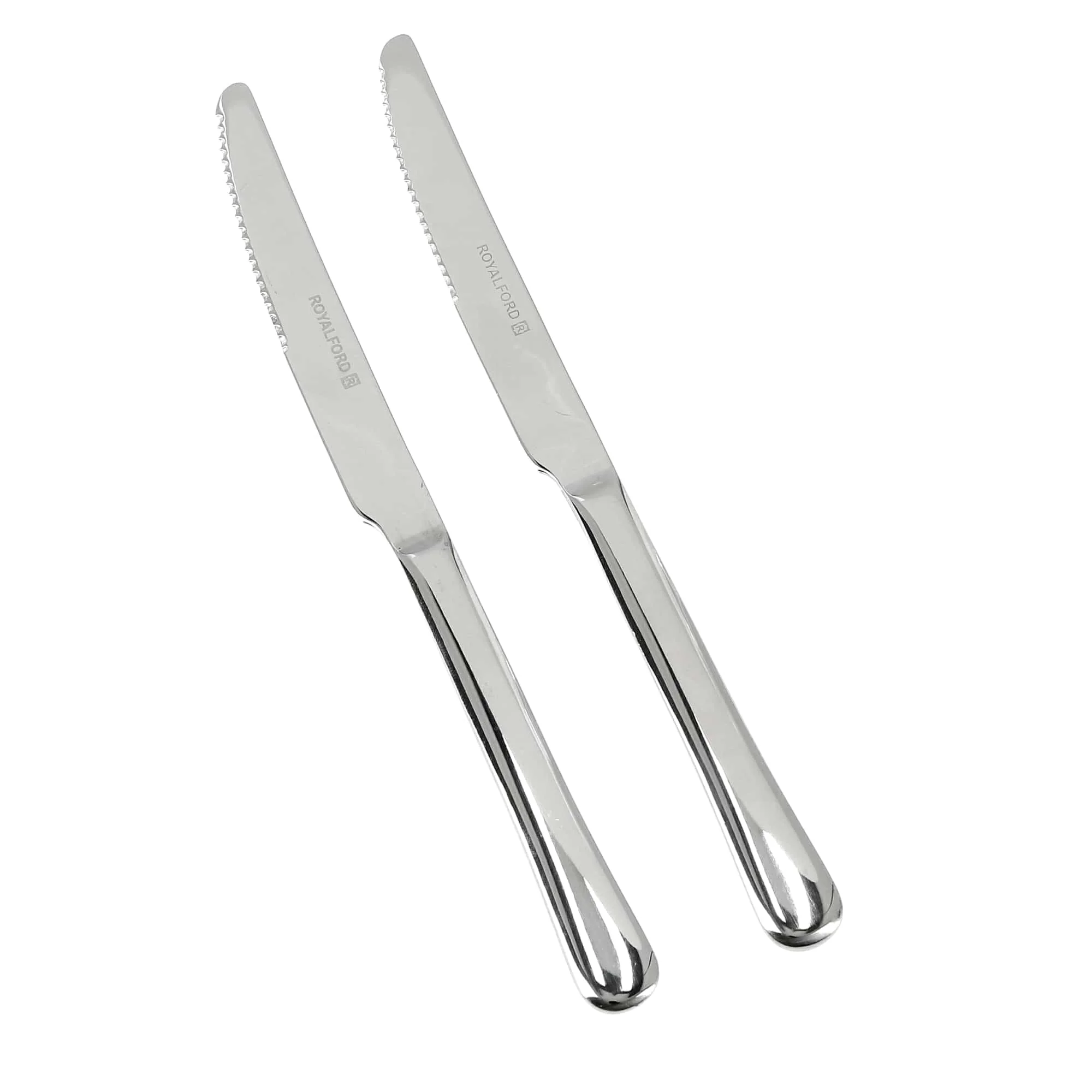 Royalford RF8672 Stainless Steel Dinner Knife Set | 2 Pcs Mirror Finish Dishwasher Safe Table Knives | High Grade Steel Ergonomic Design | Durable Stain Resistant Cutlery