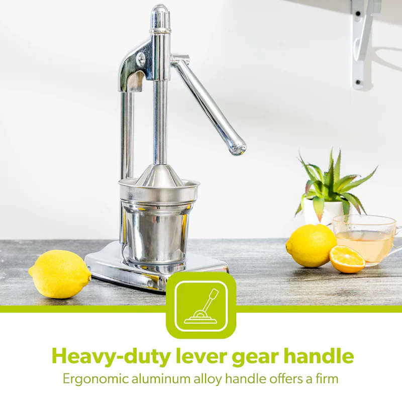 Royalford RF8674 Citrus Juicer | Heavy-Duty Iron Base | Stainless Steel Juice Cup & Strainer | Aluminum Handle Manual Lever Juicer for Smooth & Fresh Extraction - Image 3