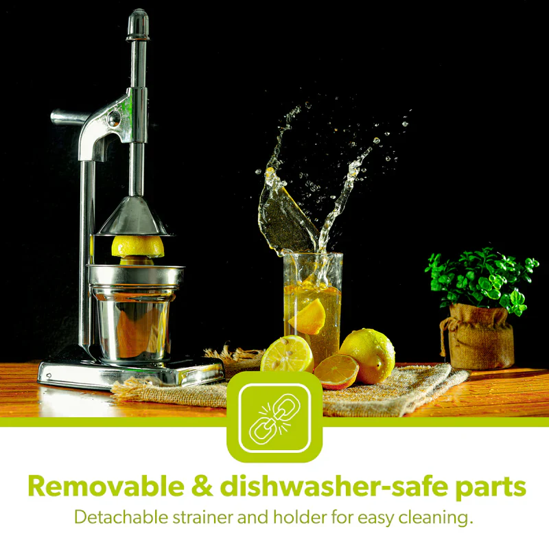 Royalford RF8674 Citrus Juicer | Heavy-Duty Iron Base | Stainless Steel Juice Cup & Strainer | Aluminum Handle Manual Lever Juicer for Smooth & Fresh Extraction - Image 4