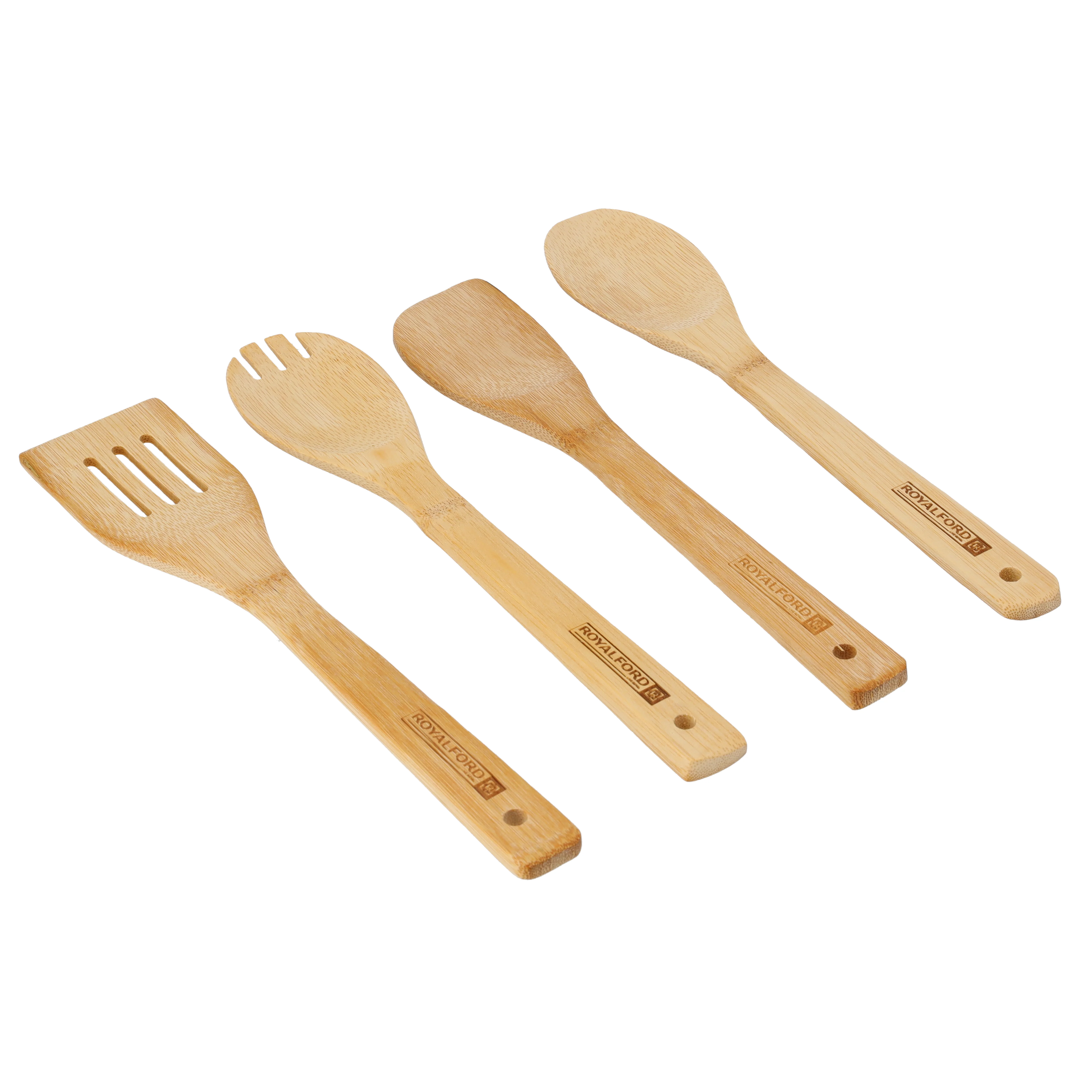 Royalford RF8687 Bamboo Kitchen Tools Set 4 Pcs | Carbonized Wooden Utensils for Cooking | Non-Stick Safe | Eco-Friendly Kitchen Tools| Perfect for Daily Home Use - Image 2