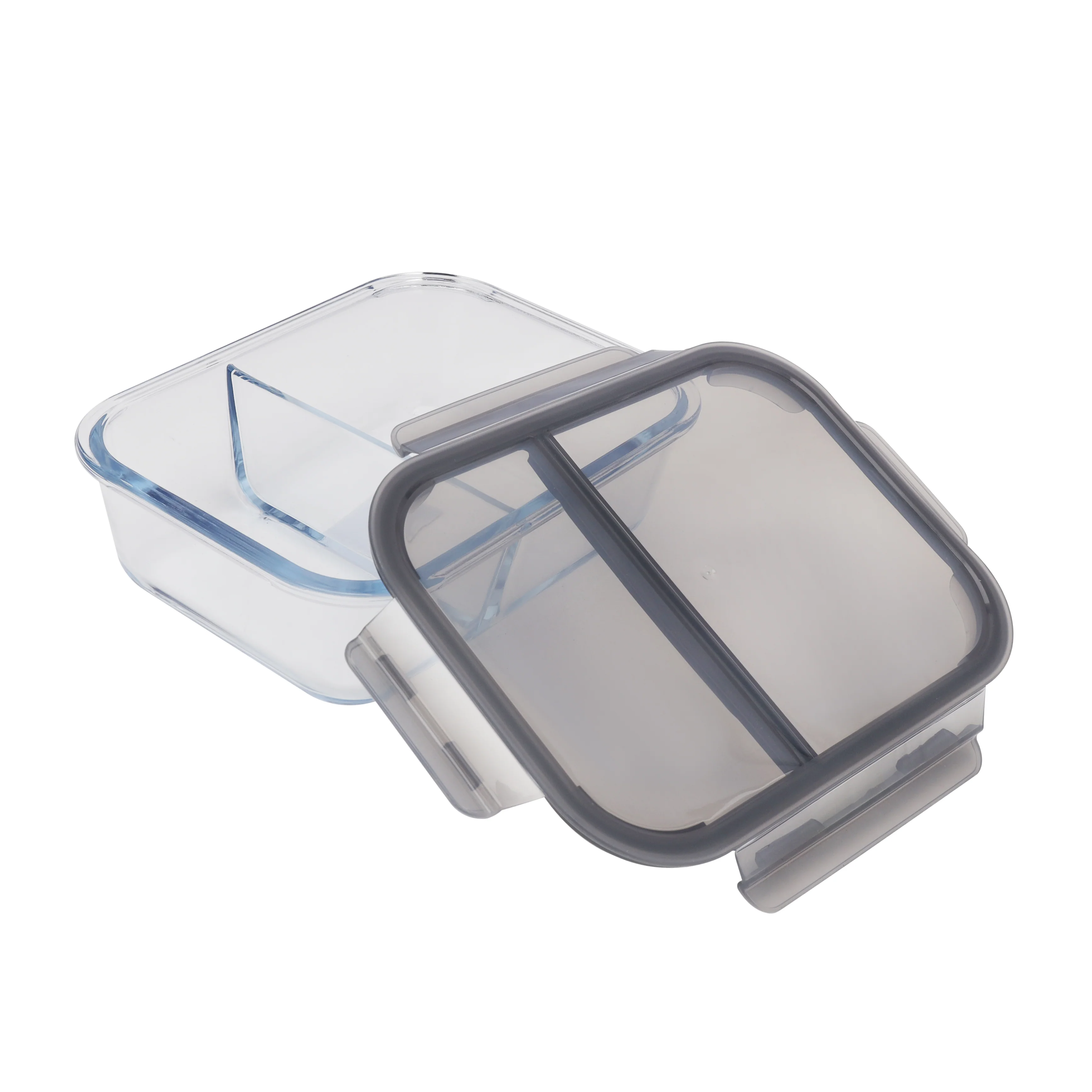 Royalford RF8817 1500ml Borosilicate Glass Airtight Container| Dual Partition| Leak-Proof Food Storage Box| Oven-Safe Meal Prep Glass Jar| Durable & Freshness Lock - Image 5