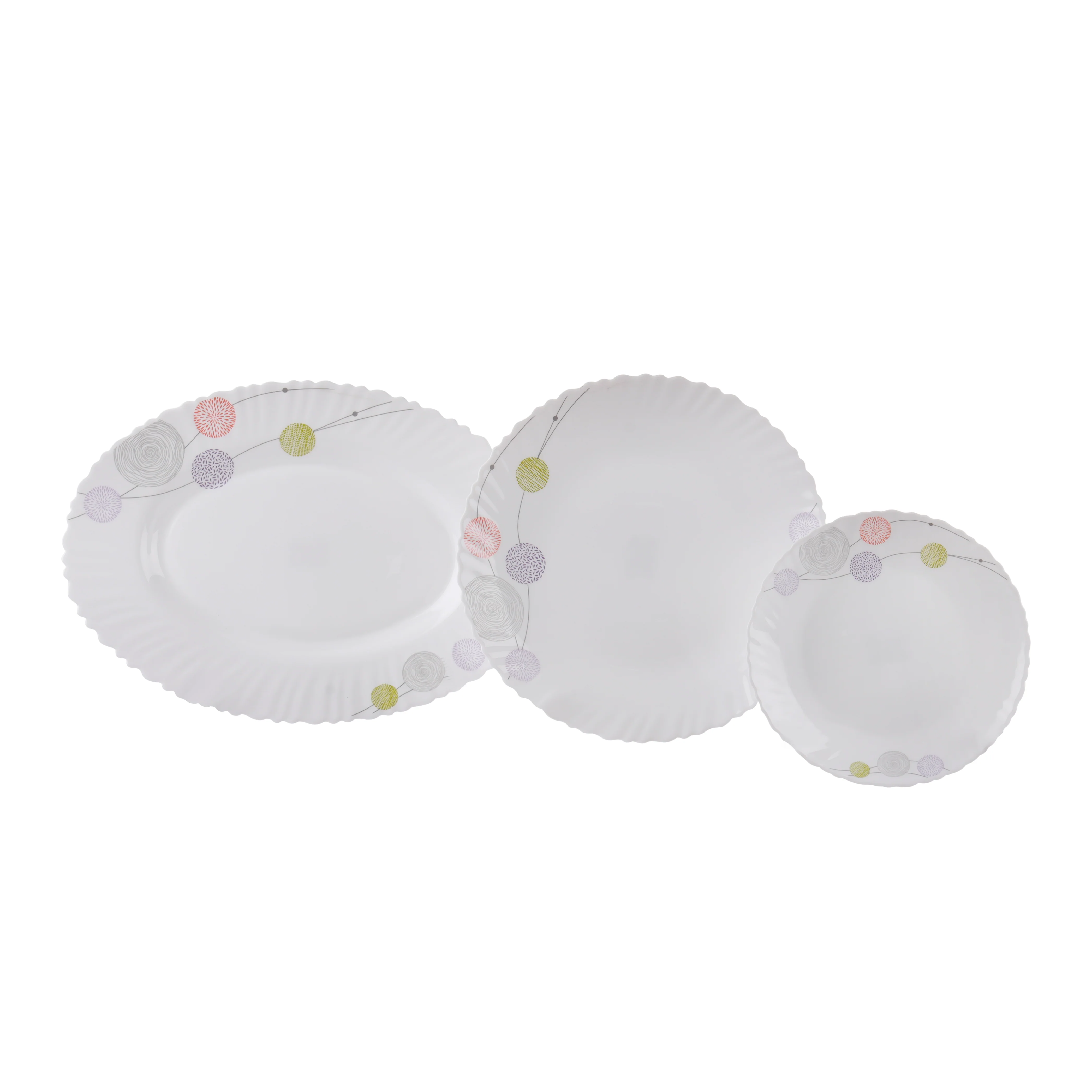 Royalford RF8984 Opalware Dinner Set 34Pcs | Elegant Floral Design Dining Collection | Lightweight| Chip-Resistant Opal Glass Plates & Bowls |Freezer-Safe Tableware Set - Image 3