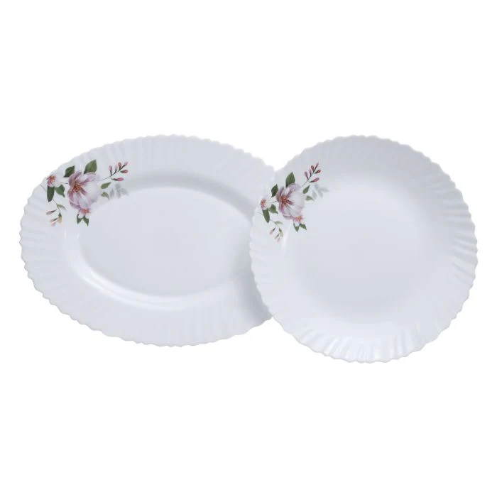 Royalford RF8985 34-Piece Opalware Dinner Set | Elegant Floral Design | Lightweight| Break-Resistant Tableware | Microwave Safe| Stylish Opal Dining Set for Daily Use - Image 4