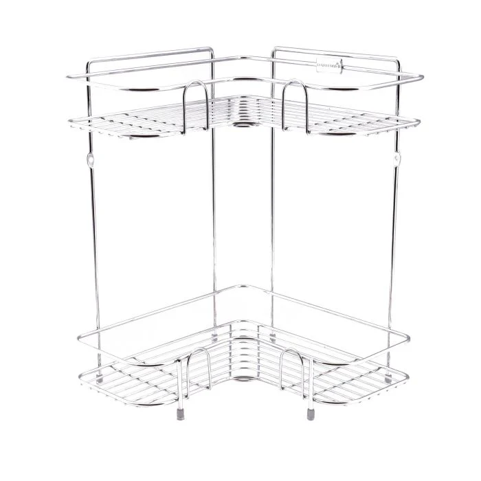Royalford RF913-COR Corner Rack | 2 Tier Stainless Steel Bathroom , Kitchen Storage Organizer for Toiletries & Cleaning Supplies |Space Saving Rust Resistant Design - Image 4