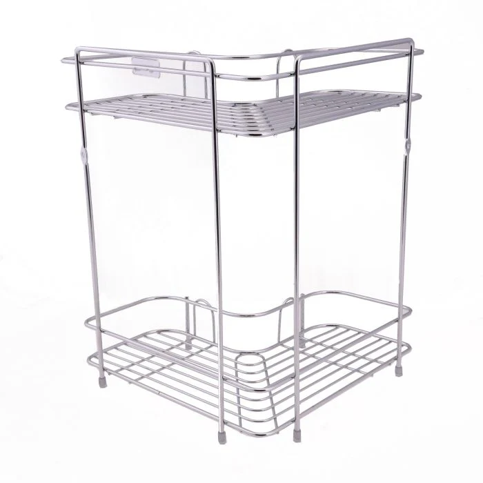 Royalford RF913-COR Corner Rack | 2 Tier Stainless Steel Bathroom , Kitchen Storage Organizer for Toiletries & Cleaning Supplies |Space Saving Rust Resistant Design - Image 5