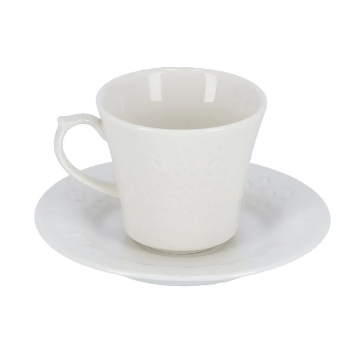 Royalford RF9242 12PCS Porcelain Cup & Saucer Set with Wooden Stand - Ideal for Daily Use - Non-Toxic, Ecologically Tasteless, Smooth Surface, Comfortable Grip and Lightweight - Image 4