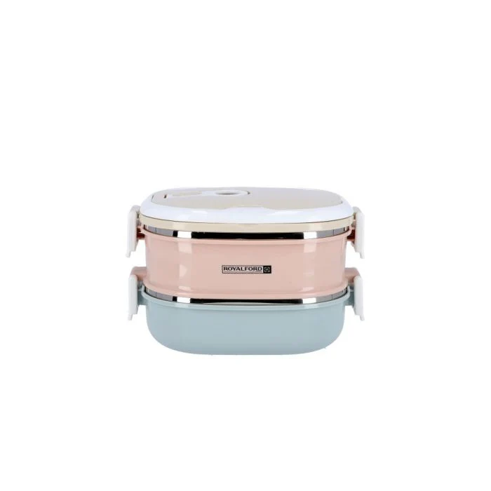 Royalford RF9269 Two-Layer Rectangular Lunch Box 1800ML| Stainless Steel Inner| Leak-Proof Easy Lock System| Vacuum Sealing & Portable Handle for Office, School & Travel - Image 4