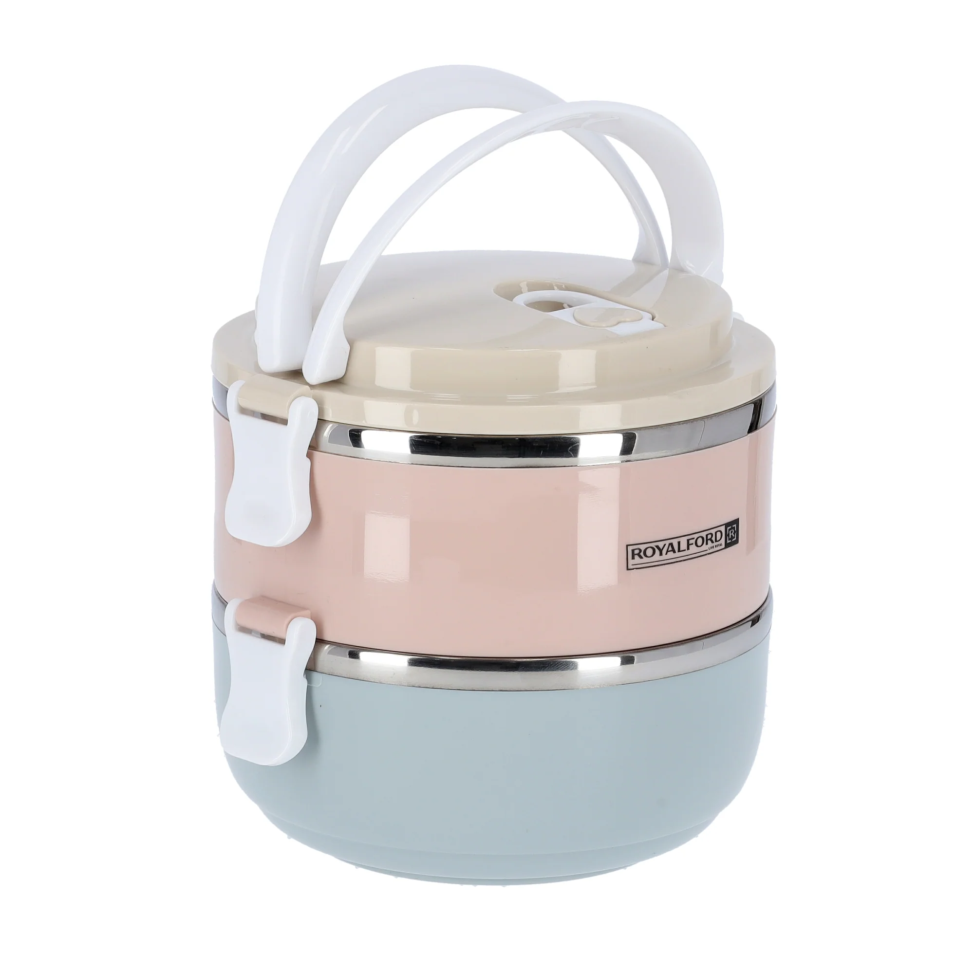Royalford RF9294 Two-Layer Lunch Box 1400ml |Vacuum Insulated Stainless Steel Food Container | Leak Proof Easy Lock System| Portable Handle for Office, Travel & Daily Use - Image 2