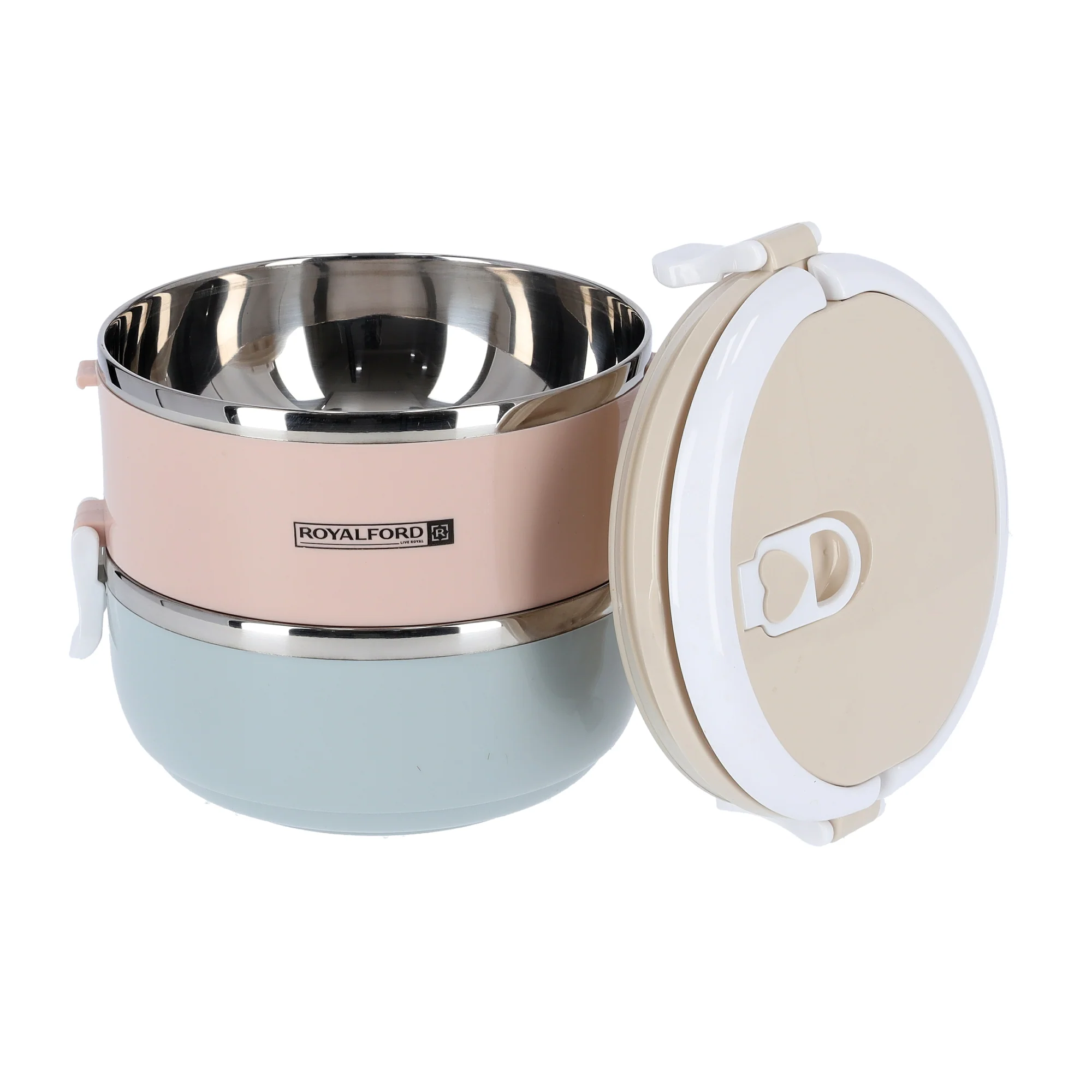 Royalford RF9294 Two-Layer Lunch Box 1400ml |Vacuum Insulated Stainless Steel Food Container | Leak Proof Easy Lock System| Portable Handle for Office, Travel & Daily Use - Image 3