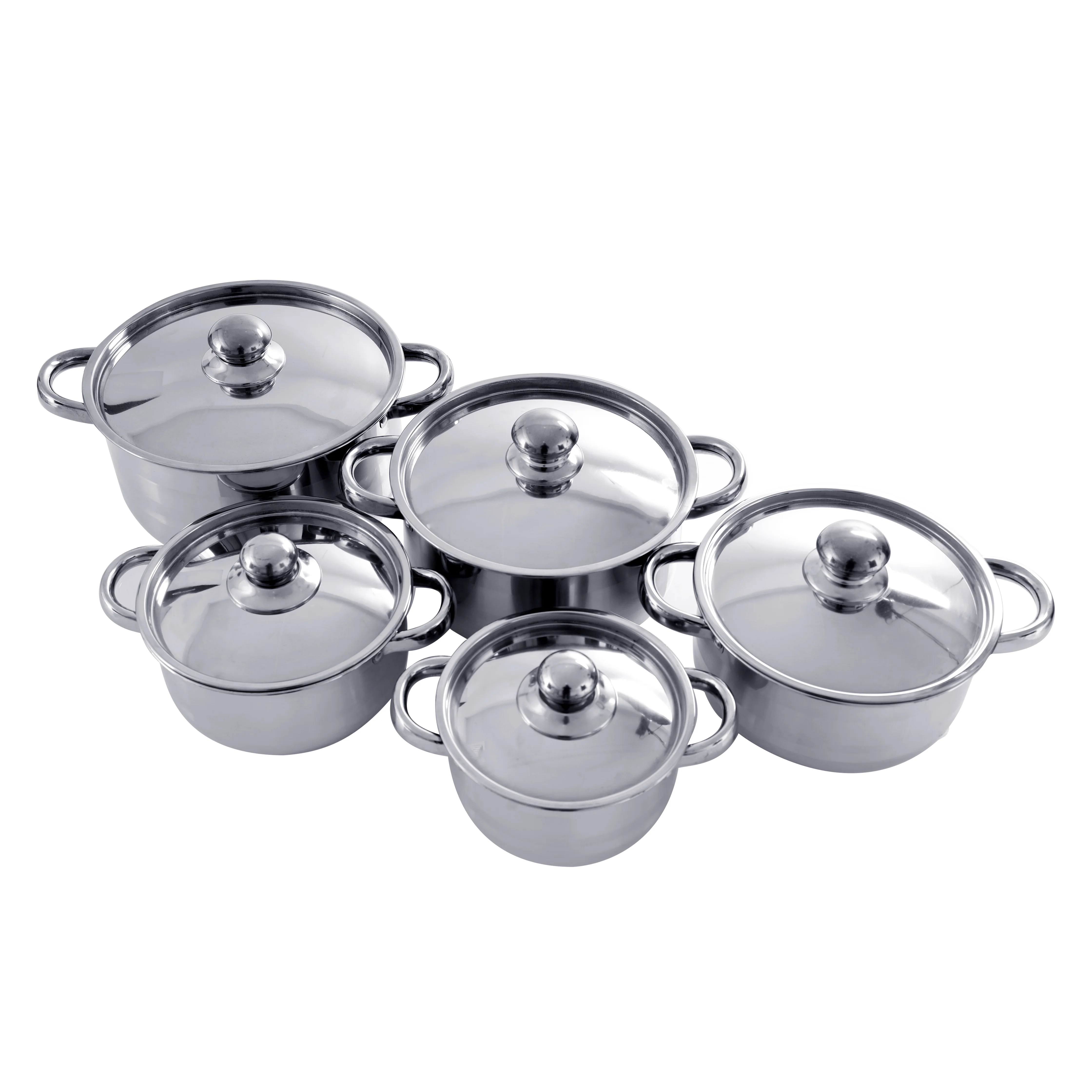 Royalford RF9352 Stainless Steel 12-Piece Cookware Set | 5 Casserole Pots with Lids| Induction Compatible| Ergonomic Rivet Handles & Nylon Tools| Durable Premium Cookware - Image 3