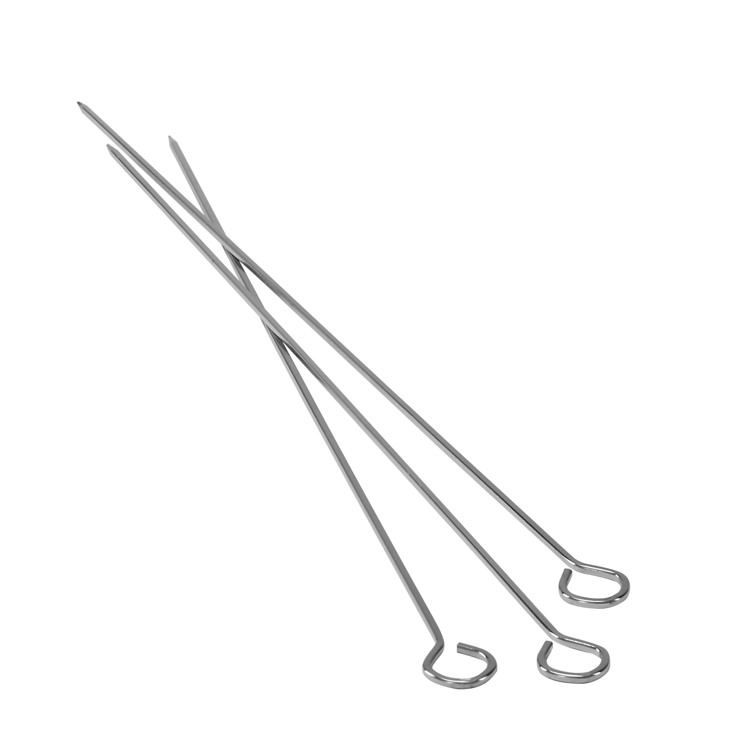 Royalford RF9402 BBQ Skewers | 42cm Set of 10 | Stainless Steel Metal Grill Skewers | Loop Handle for Barbecue, Kebabs, Outdoor Grilling & Camping Use Kitchen Accessory
