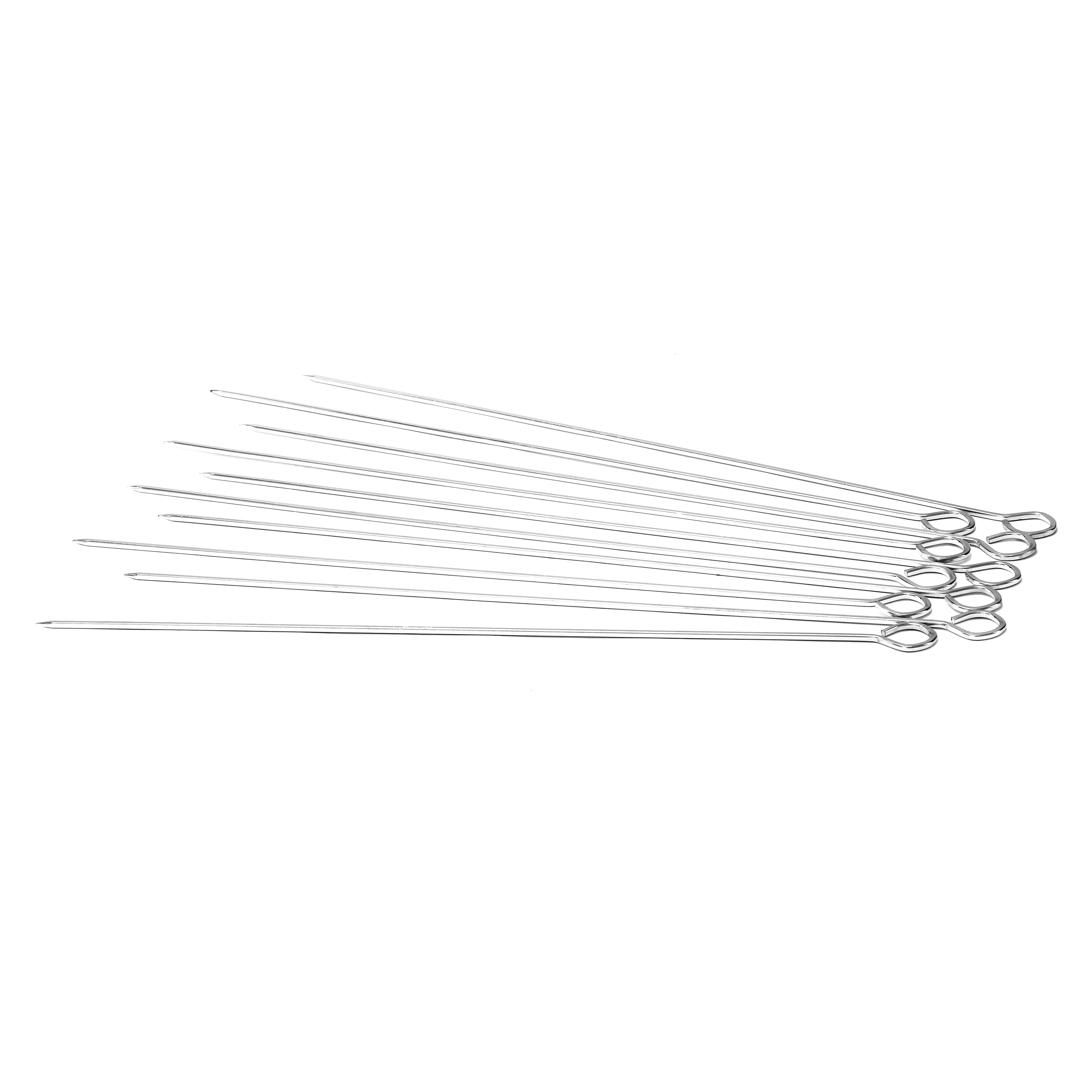 Royalford RF9402 BBQ Skewers | 42cm Set of 10 | Stainless Steel Metal Grill Skewers | Loop Handle for Barbecue, Kebabs, Outdoor Grilling & Camping Use Kitchen Accessory - Image 2