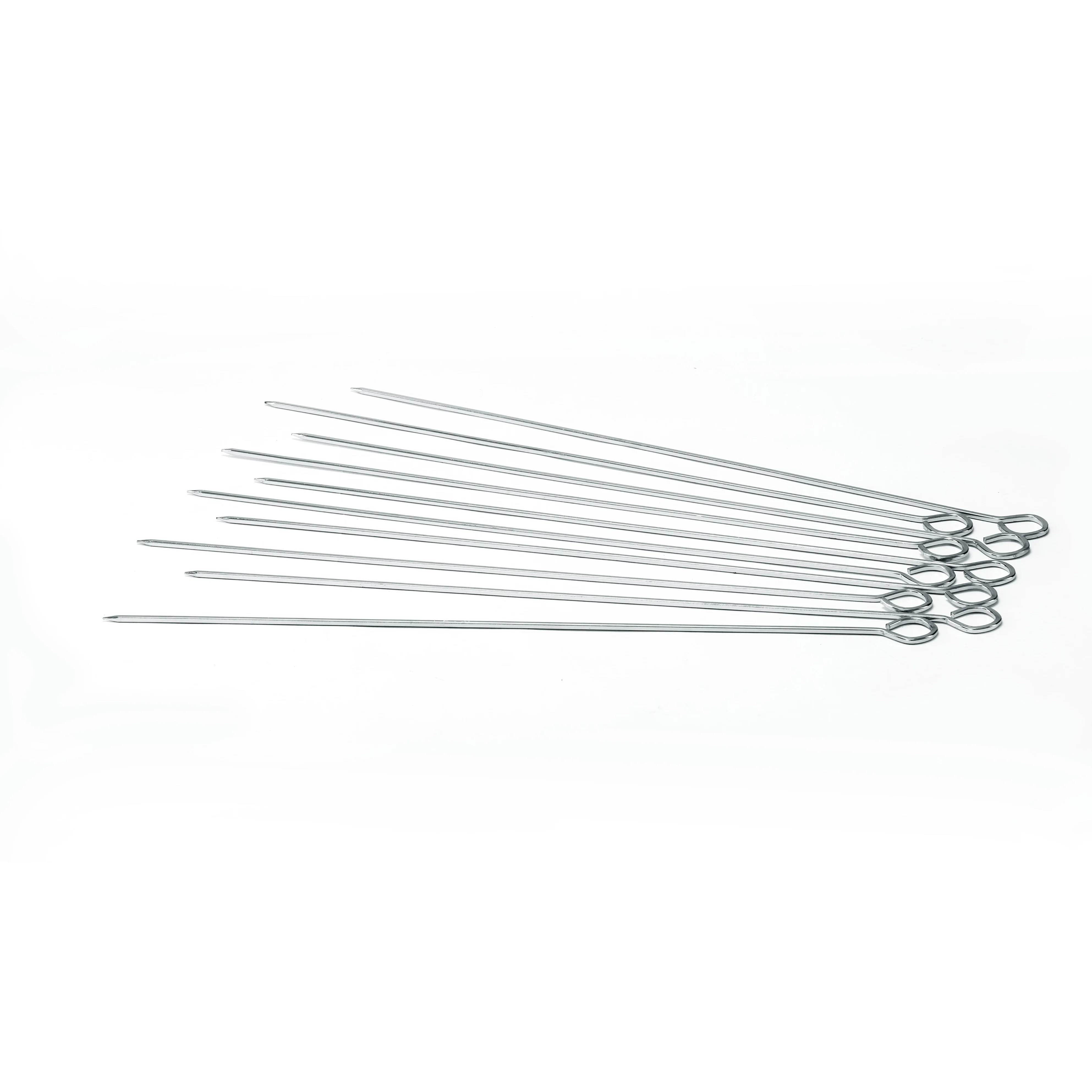 Royalford RF9402 BBQ Skewers | 42cm Set of 10 | Stainless Steel Metal Grill Skewers | Loop Handle for Barbecue, Kebabs, Outdoor Grilling & Camping Use Kitchen Accessory - Image 4