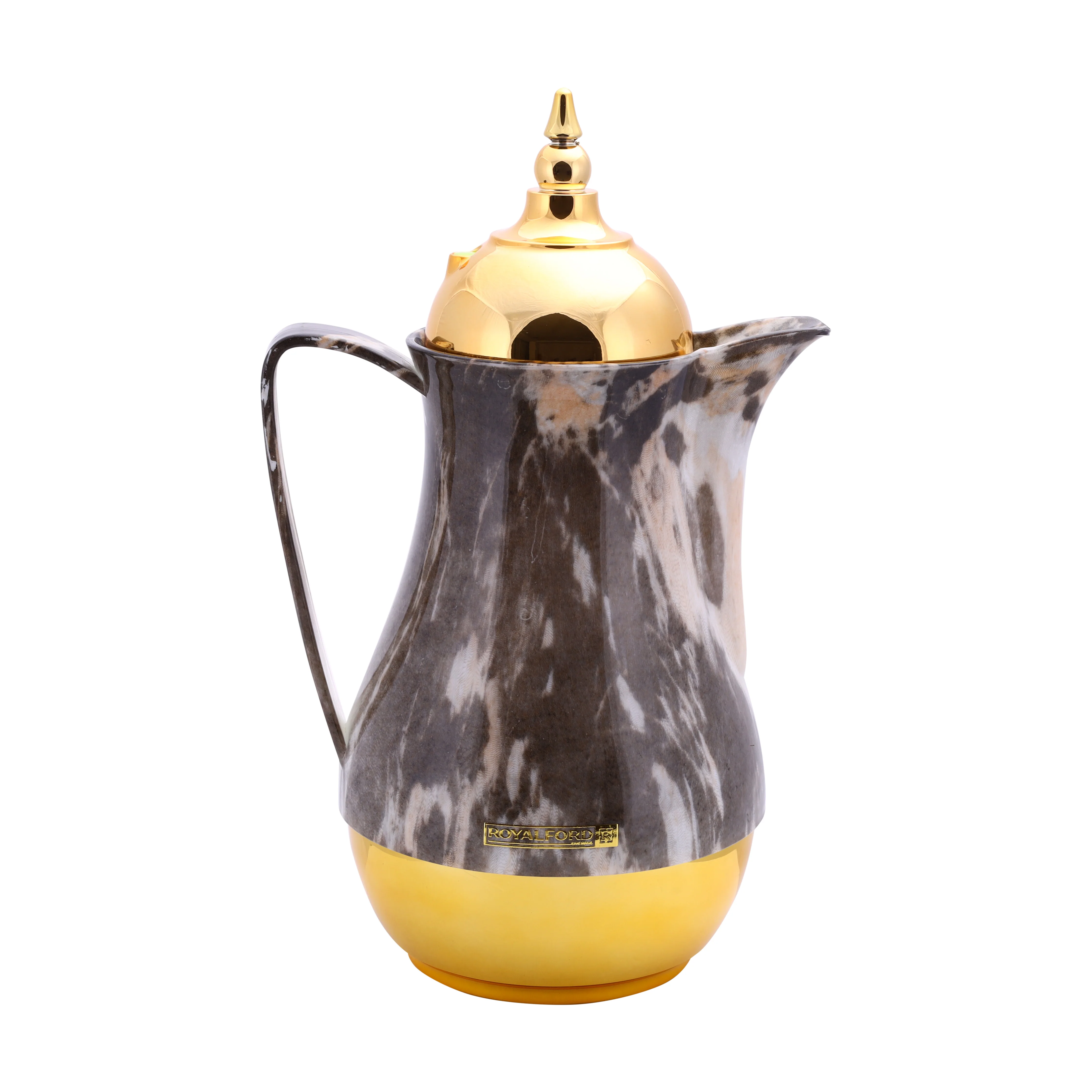 Royalford RF9413 Royal Marble Tea & Cawa Set 1L+1L | Double Wall Insulated Hot & Cold Serving Flask Set | Pink Glass Inner Pot | Perfect for Home, Majlis & Office Use - Image 2