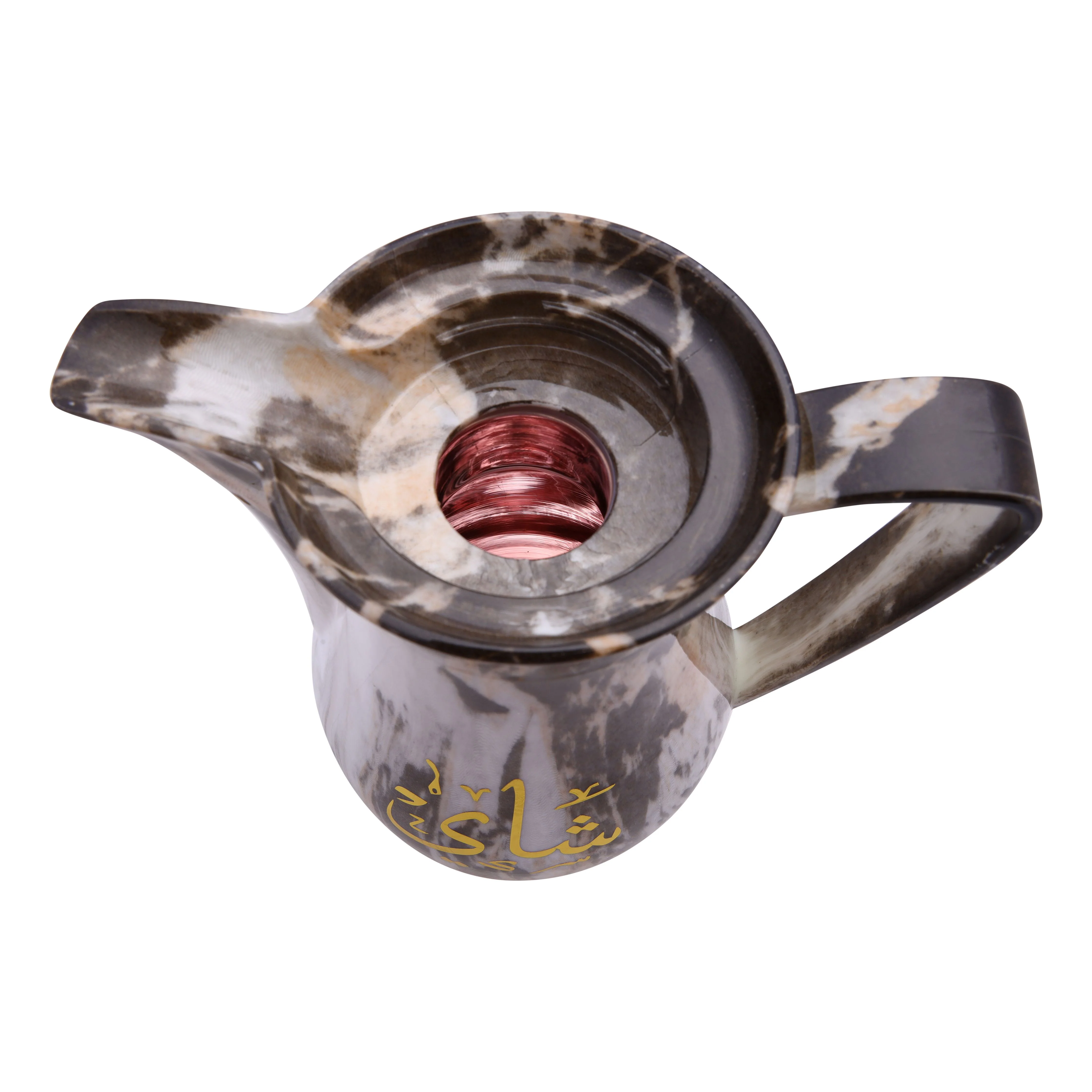 Royalford RF9413 Royal Marble Tea & Cawa Set 1L+1L | Double Wall Insulated Hot & Cold Serving Flask Set | Pink Glass Inner Pot | Perfect for Home, Majlis & Office Use - Image 4