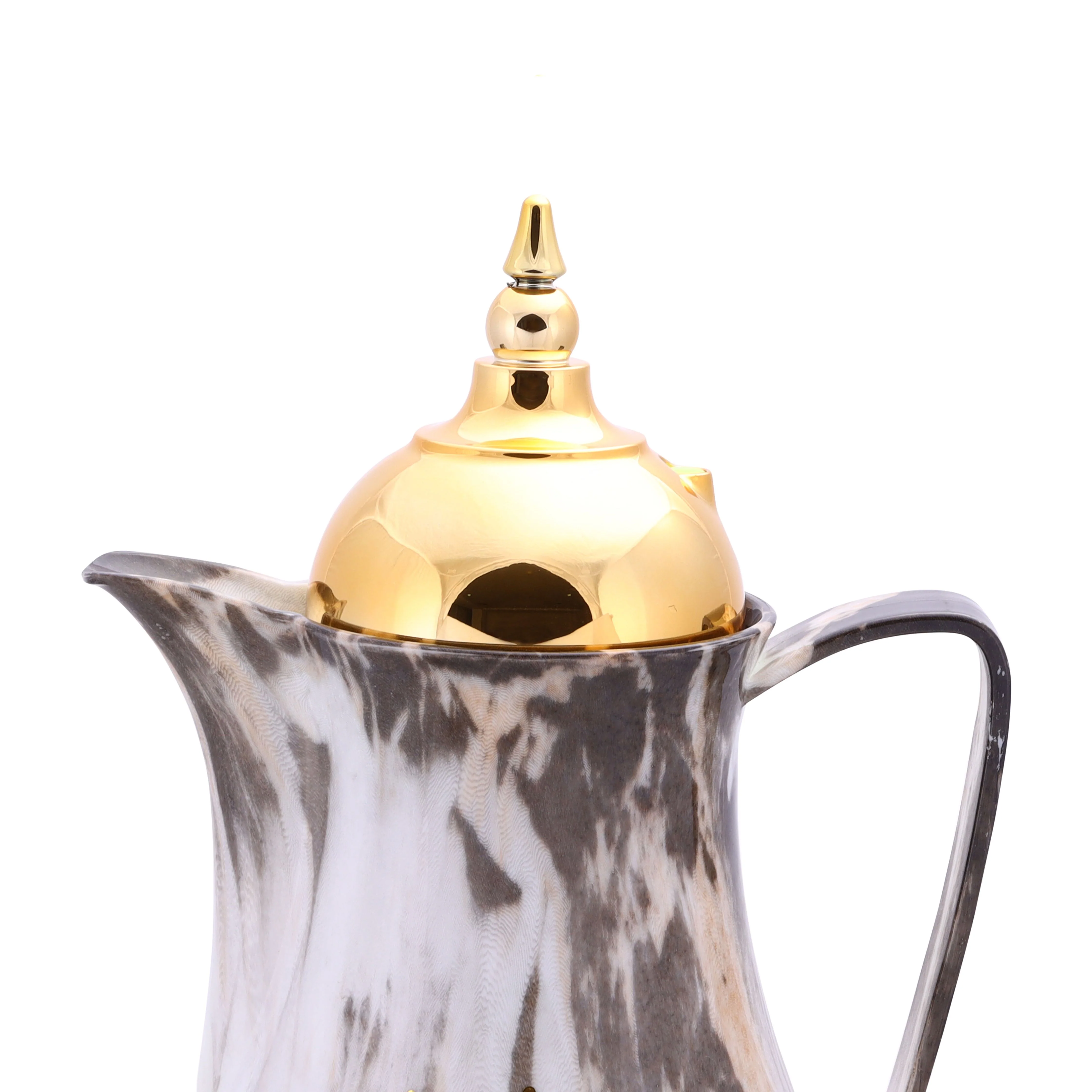 Royalford RF9413 Royal Marble Tea & Cawa Set 1L+1L | Double Wall Insulated Hot & Cold Serving Flask Set | Pink Glass Inner Pot | Perfect for Home, Majlis & Office Use - Image 5