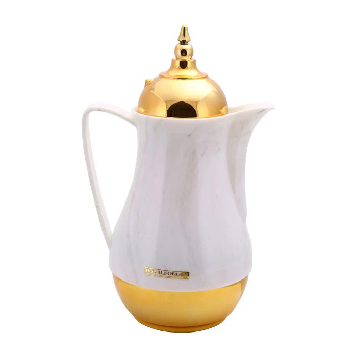 Royalford RF9414 Royal Marble Tea & Cawa Set | 1L+1L Insulated Hot & Cold Serving Flask Set | Asbestos Free Pink Glass Inner for Majlis, Home ,Office Gifting & Daily Use - Image 4
