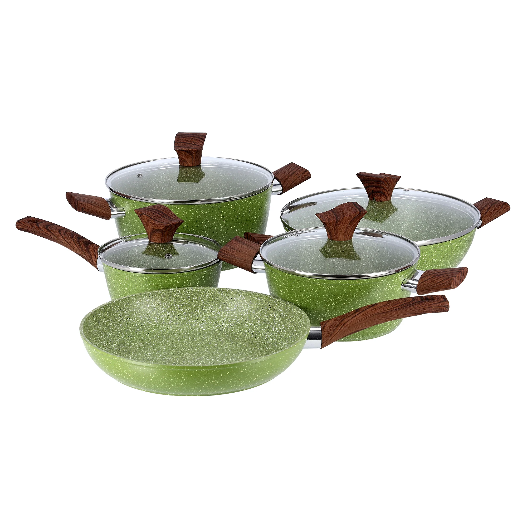 Royalford RF9415 12 Pcs Forged Aluminium Cookware Set | Marble Coated Non-Stick| Induction Base Soft Touch Wood Finish Handles |Suitable for Gas, Electric & Ceramic - Image 3
